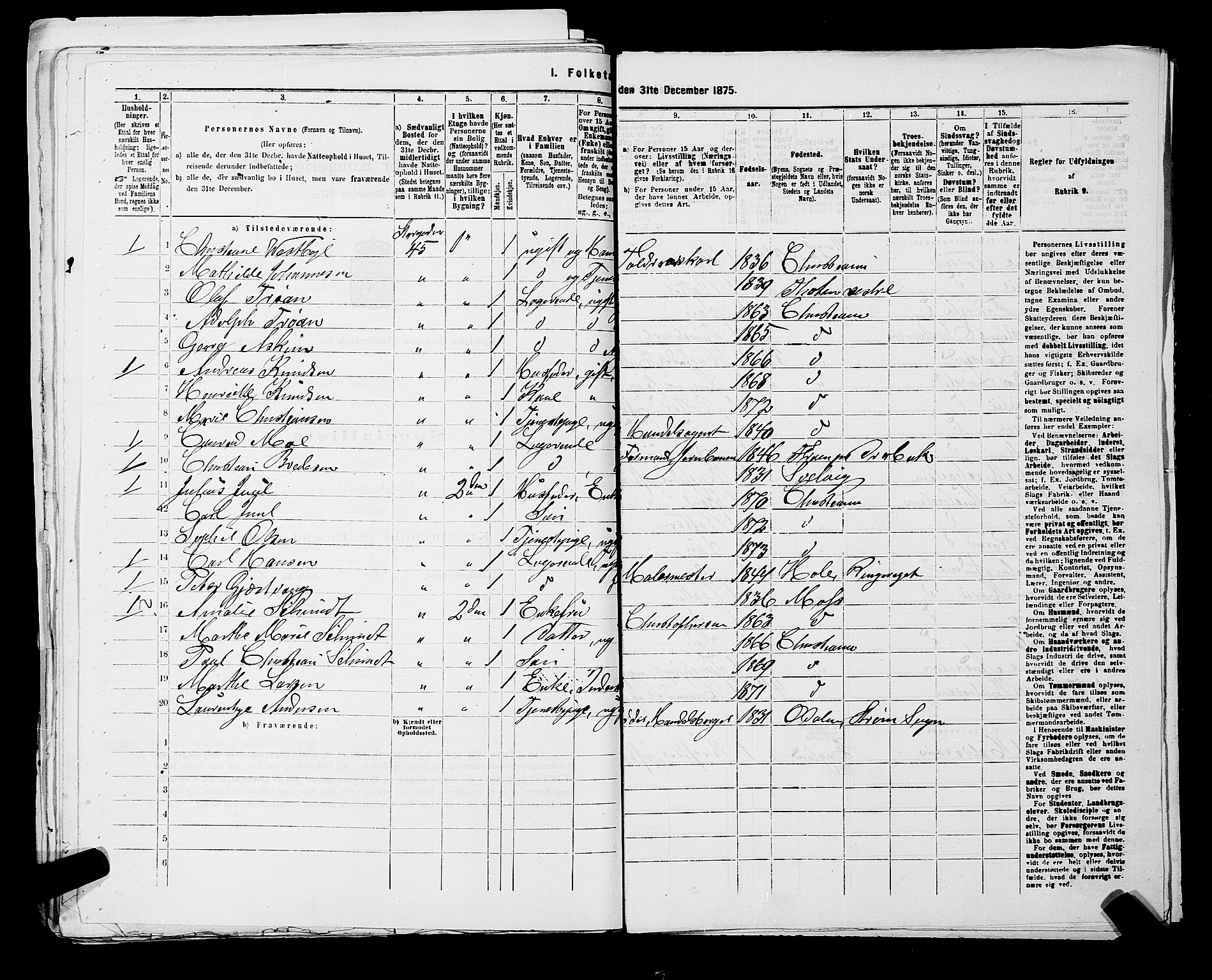 RA, 1875 census for 0301 Kristiania, 1875, p. 1598