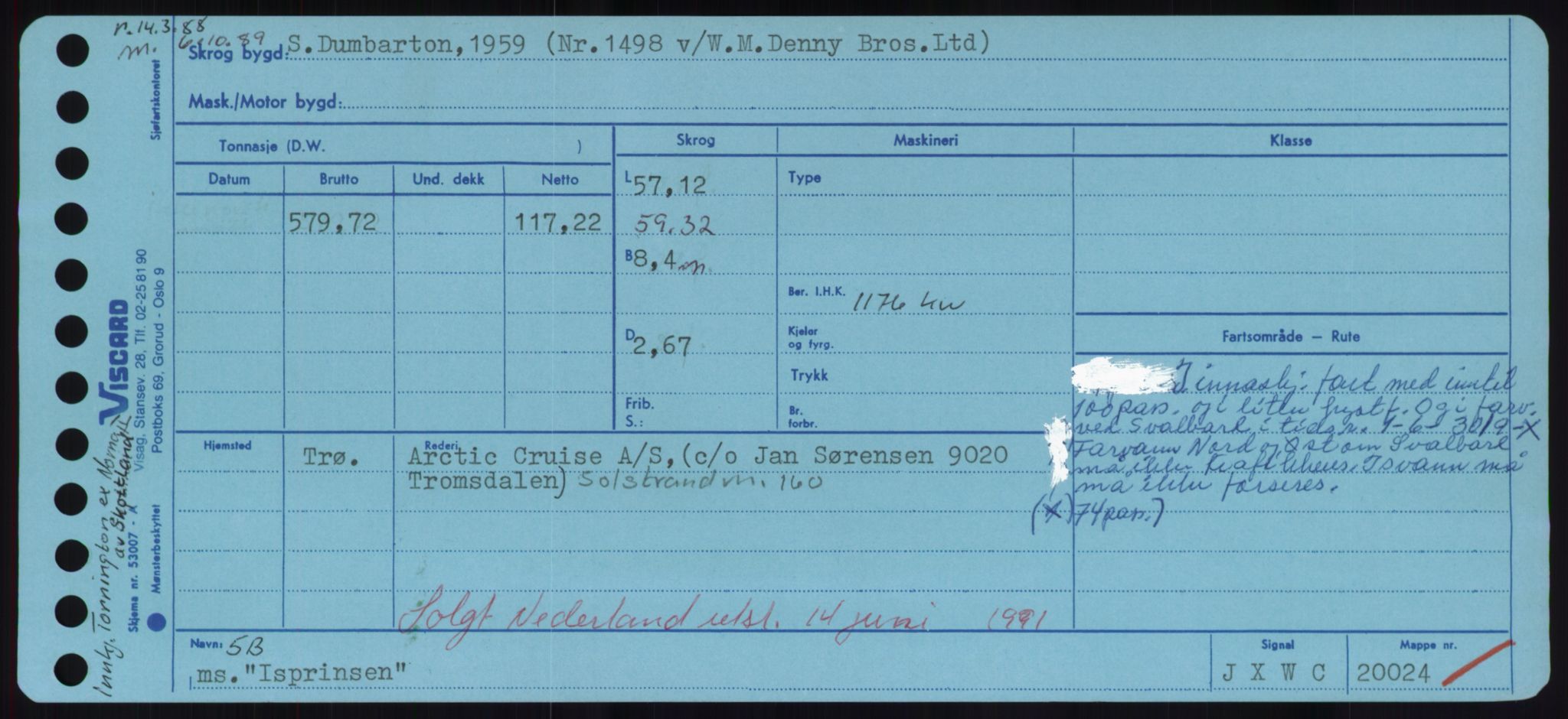 Sjøfartsdirektoratet med forløpere, Skipsmålingen, RA/S-1627/H/Hd/L0018: Fartøy, I, p. 299