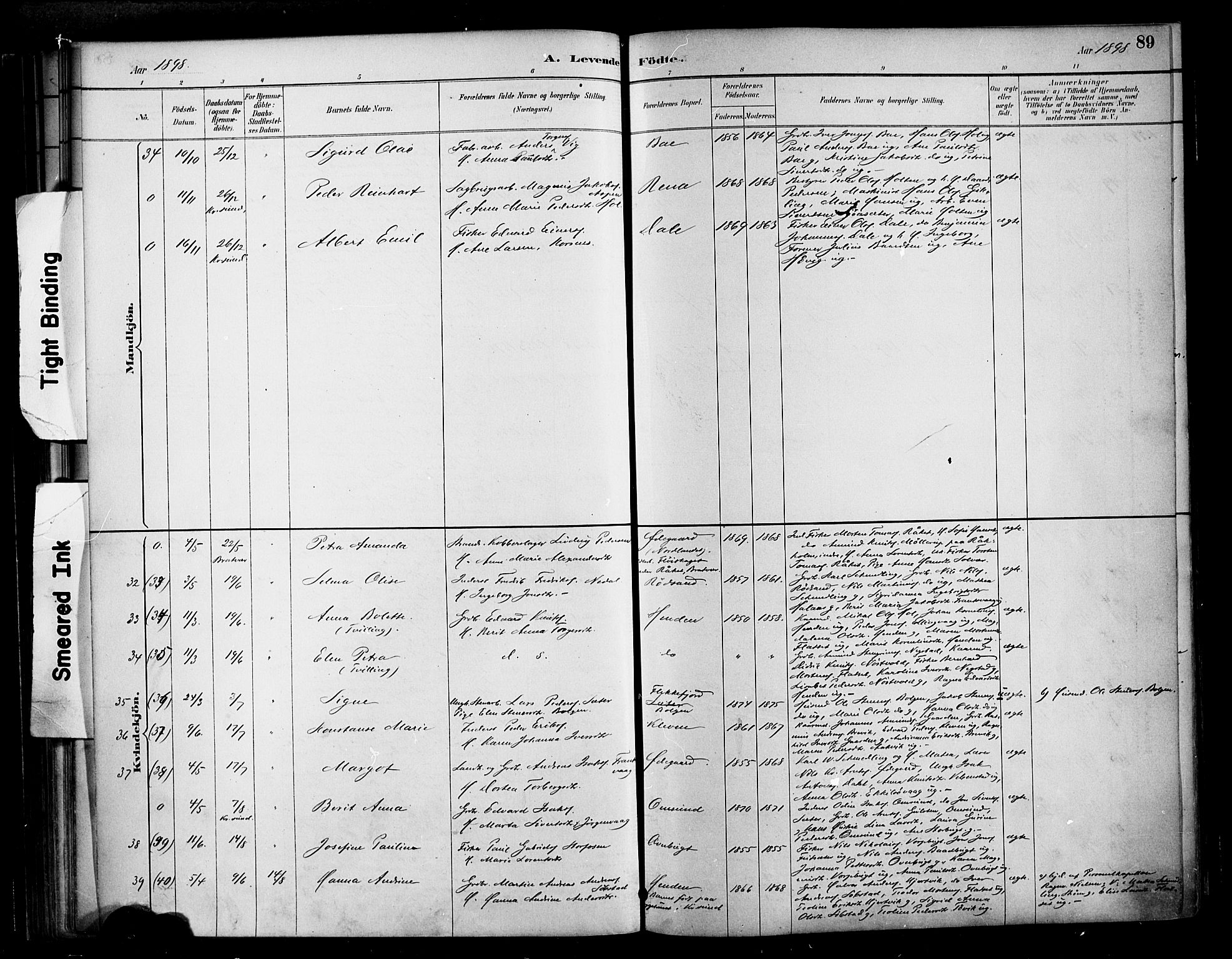 Ministerialprotokoller, klokkerbøker og fødselsregistre - Møre og Romsdal, AV/SAT-A-1454/569/L0819: Parish register (official) no. 569A05, 1885-1899, p. 89