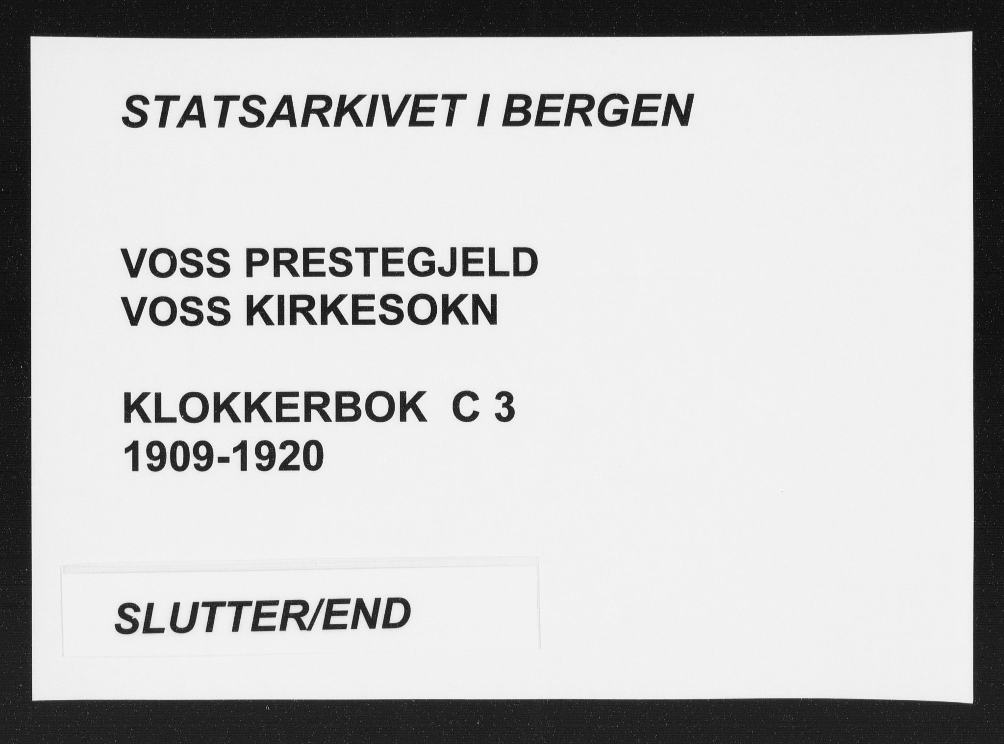 Voss sokneprestembete, AV/SAB-A-79001/H/Hab: Parish register (copy) no. C 3, 1909-1920