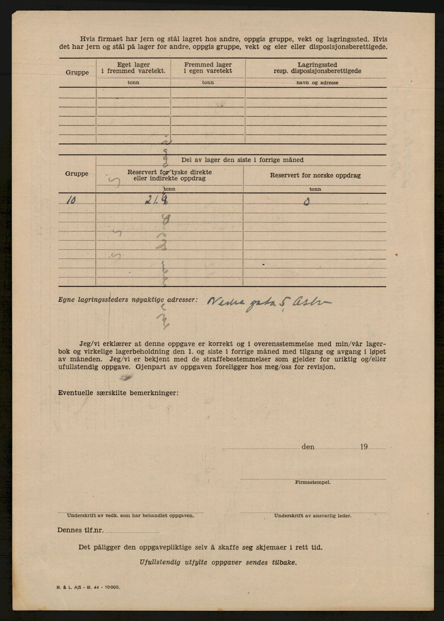 Direktoratet for industriforsyning, Sekretariatet, AV/RA-S-4153/D/Df/L0056: 9. Metallkontoret, 1940-1945, p. 54