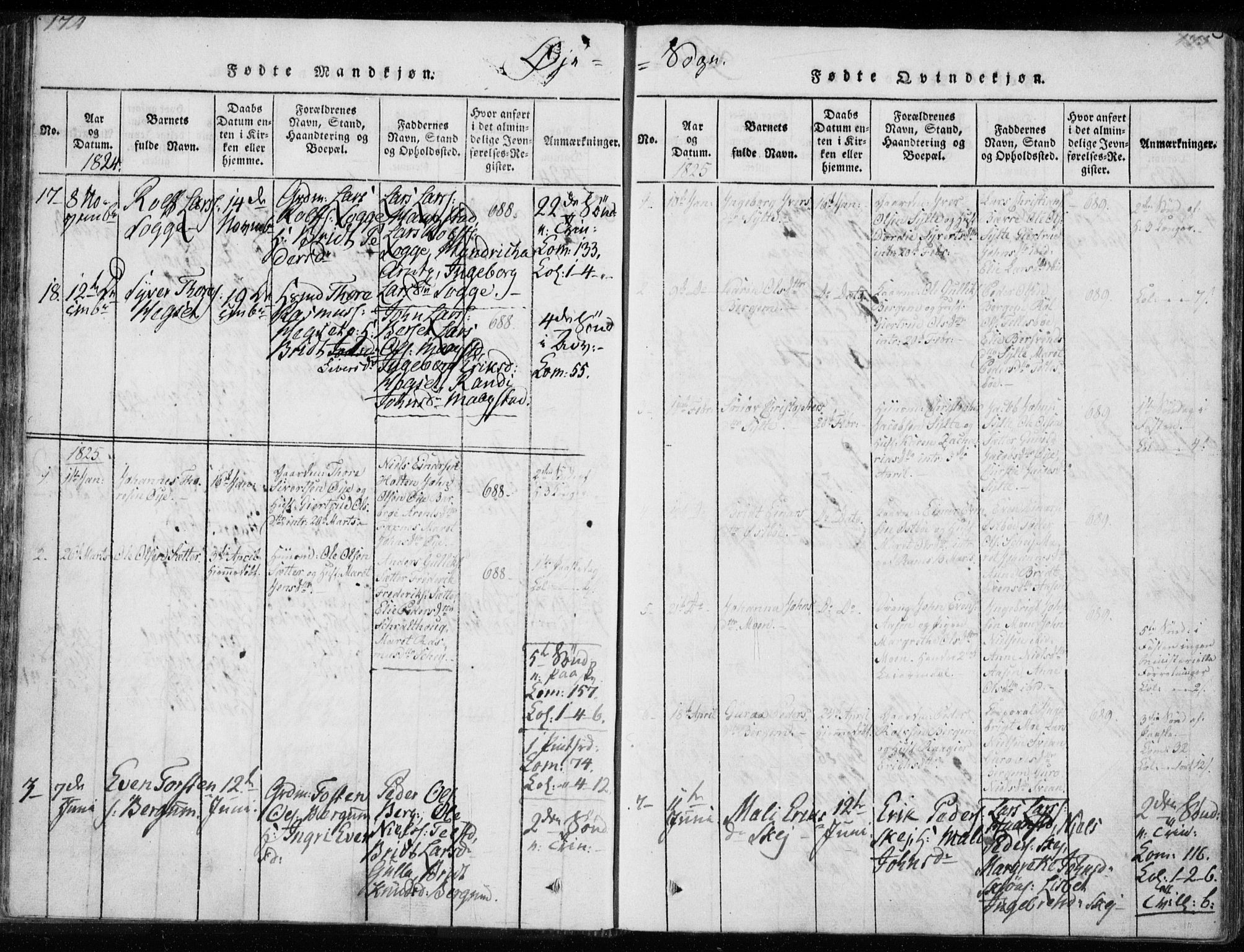 Ministerialprotokoller, klokkerbøker og fødselsregistre - Møre og Romsdal, AV/SAT-A-1454/595/L1041: Parish register (official) no. 595A03, 1819-1829, p. 174-175