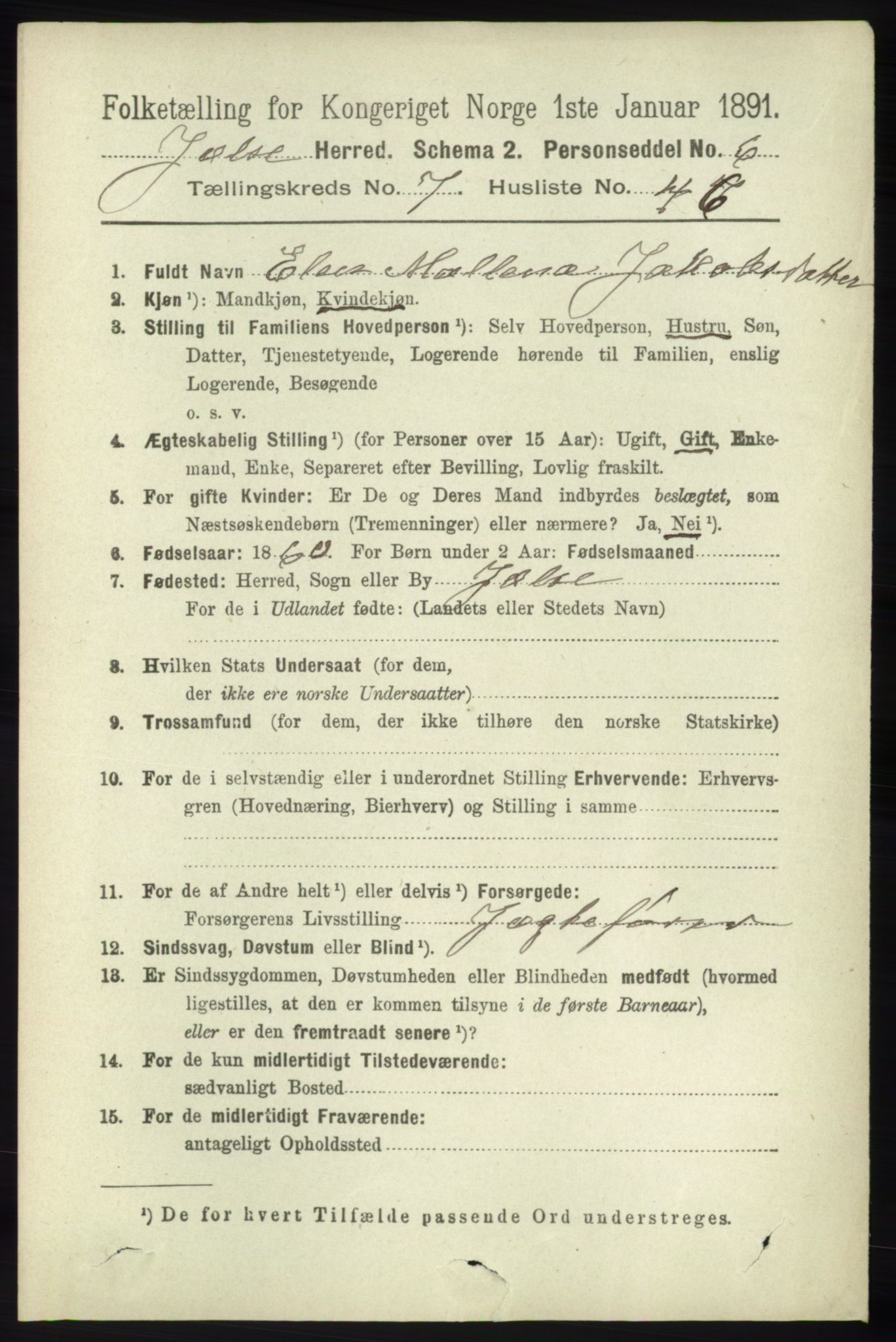 RA, 1891 census for 1138 Jelsa, 1891, p. 1753