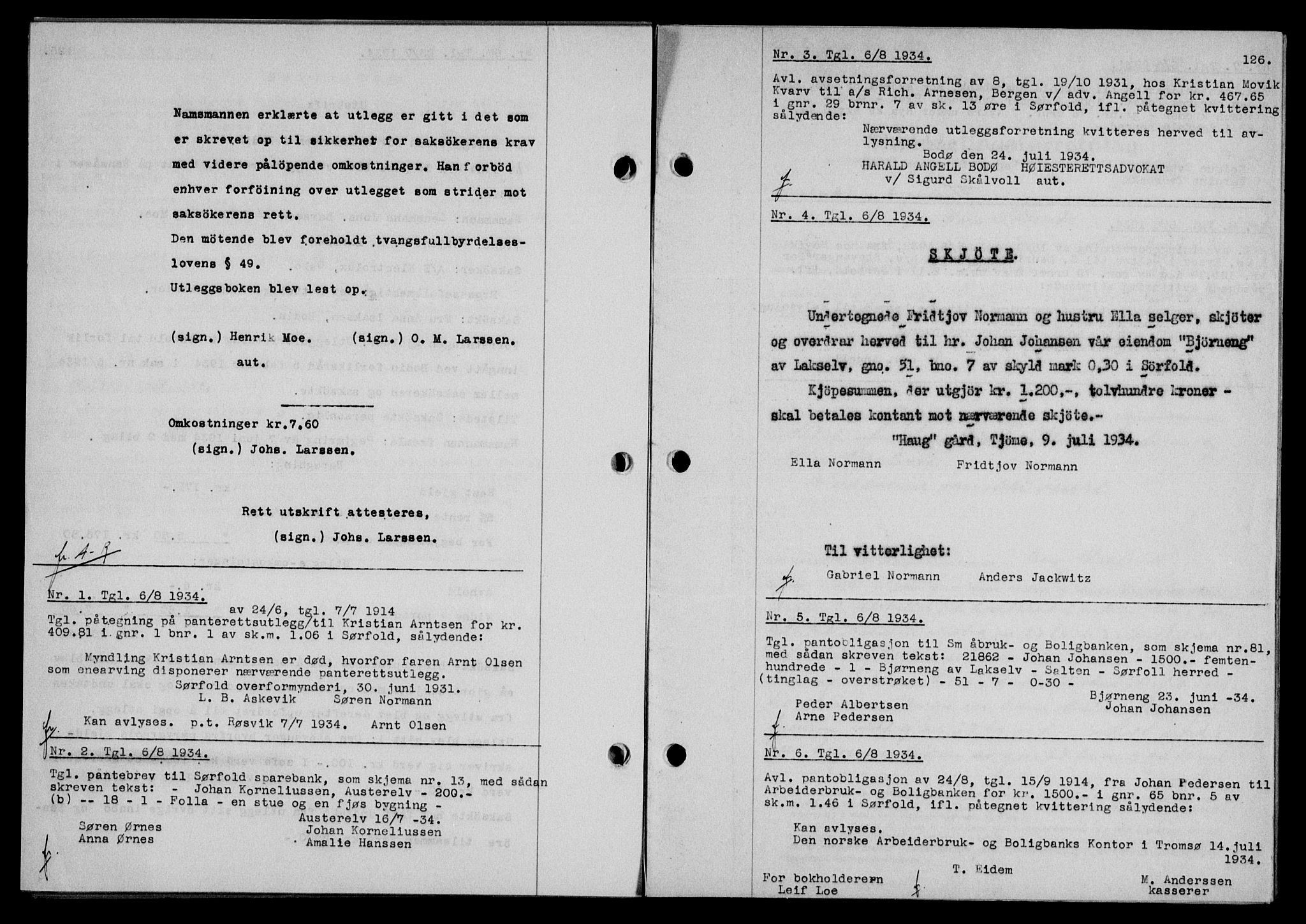 Salten sorenskriveri, SAT/A-4578/1/2/2C/L0065: Mortgage book no. 55, 1934-1934, Deed date: 06.08.1934