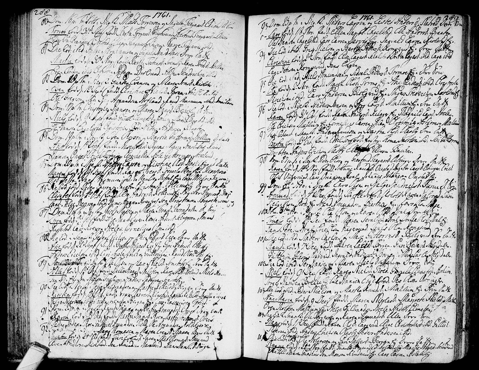 Modum kirkebøker, AV/SAKO-A-234/F/Fa/L0002: Parish register (official) no. 2, 1741-1782, p. 288-289