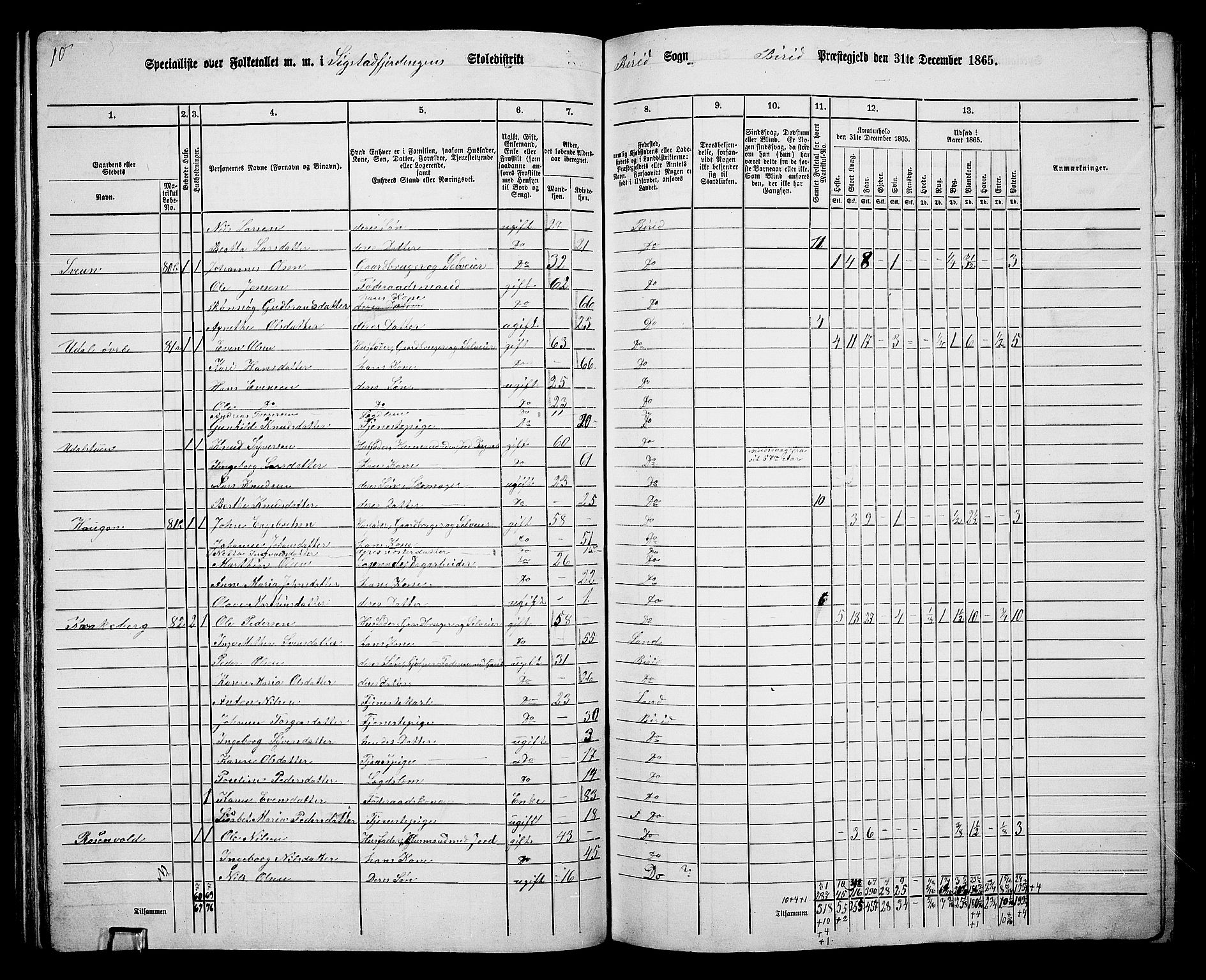 RA, 1865 census for Biri, 1865, p. 75