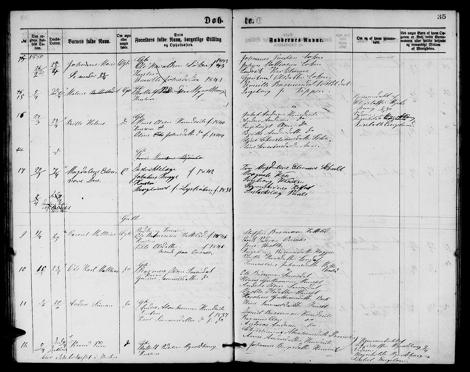 Eid sokneprestembete, AV/SAB-A-82301/H/Hab/Habb/L0001: Parish register (copy) no. B 1, 1877-1882, p. 35