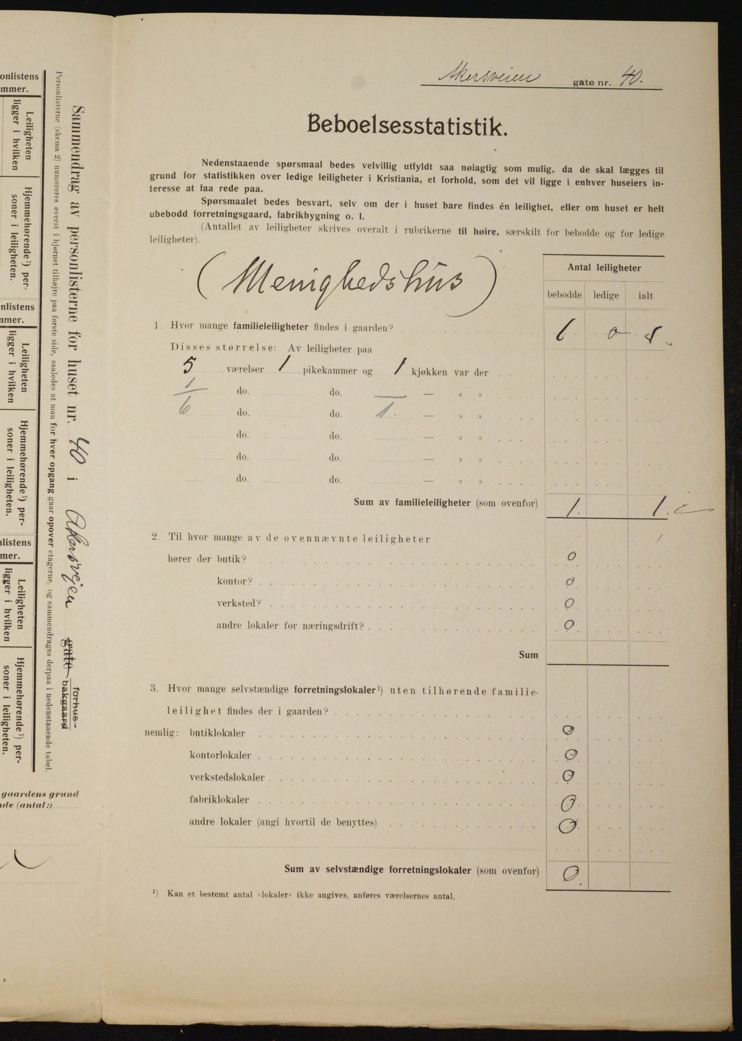 OBA, Municipal Census 1910 for Kristiania, 1910, p. 995