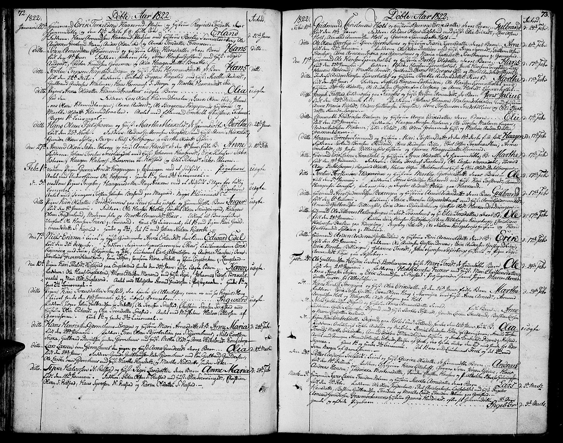Vinger prestekontor, AV/SAH-PREST-024/H/Ha/Hab/L0002: Parish register (copy) no. 2, 1818-1834, p. 72-73