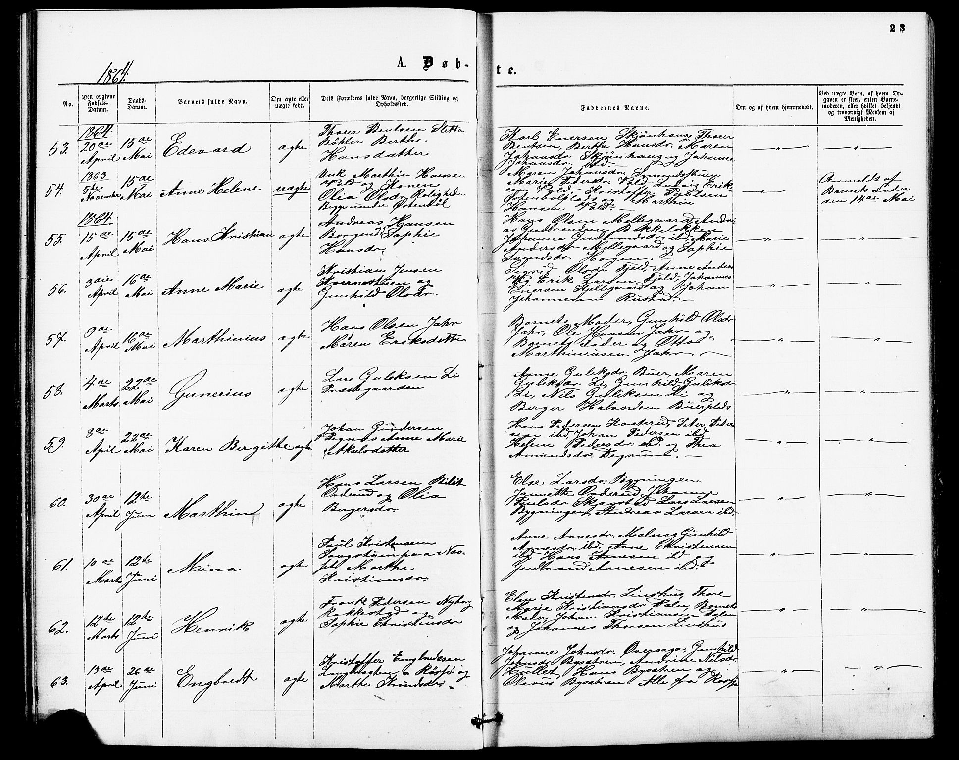 Enebakk prestekontor Kirkebøker, SAO/A-10171c/F/Fa/L0011: Parish register (official) no. I 11, 1862-1882, p. 23