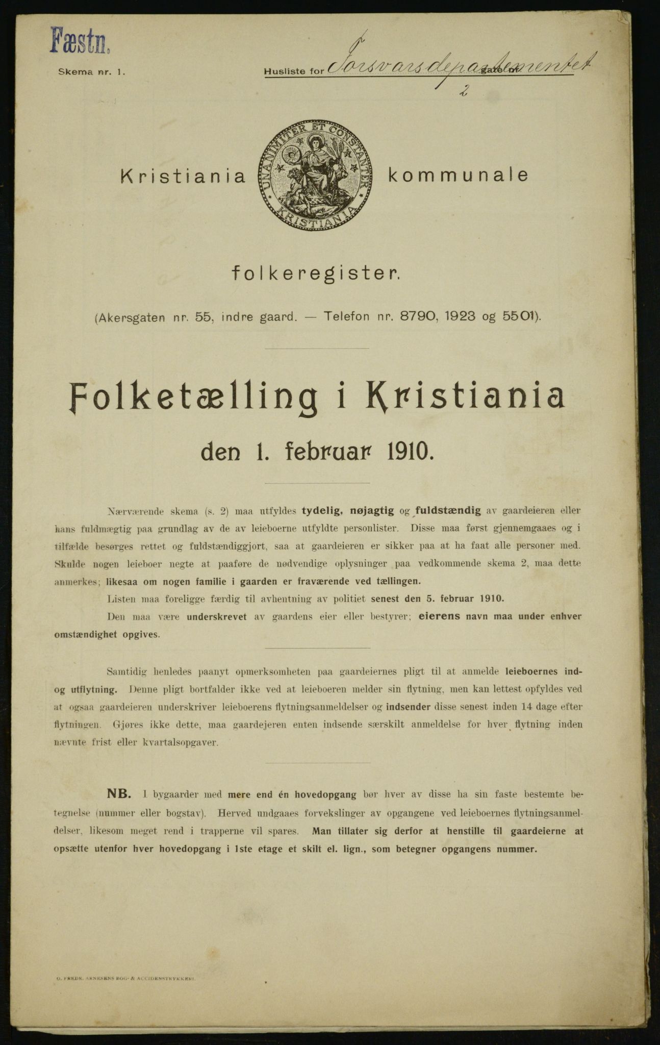 OBA, Municipal Census 1910 for Kristiania, 1910, p. 22630