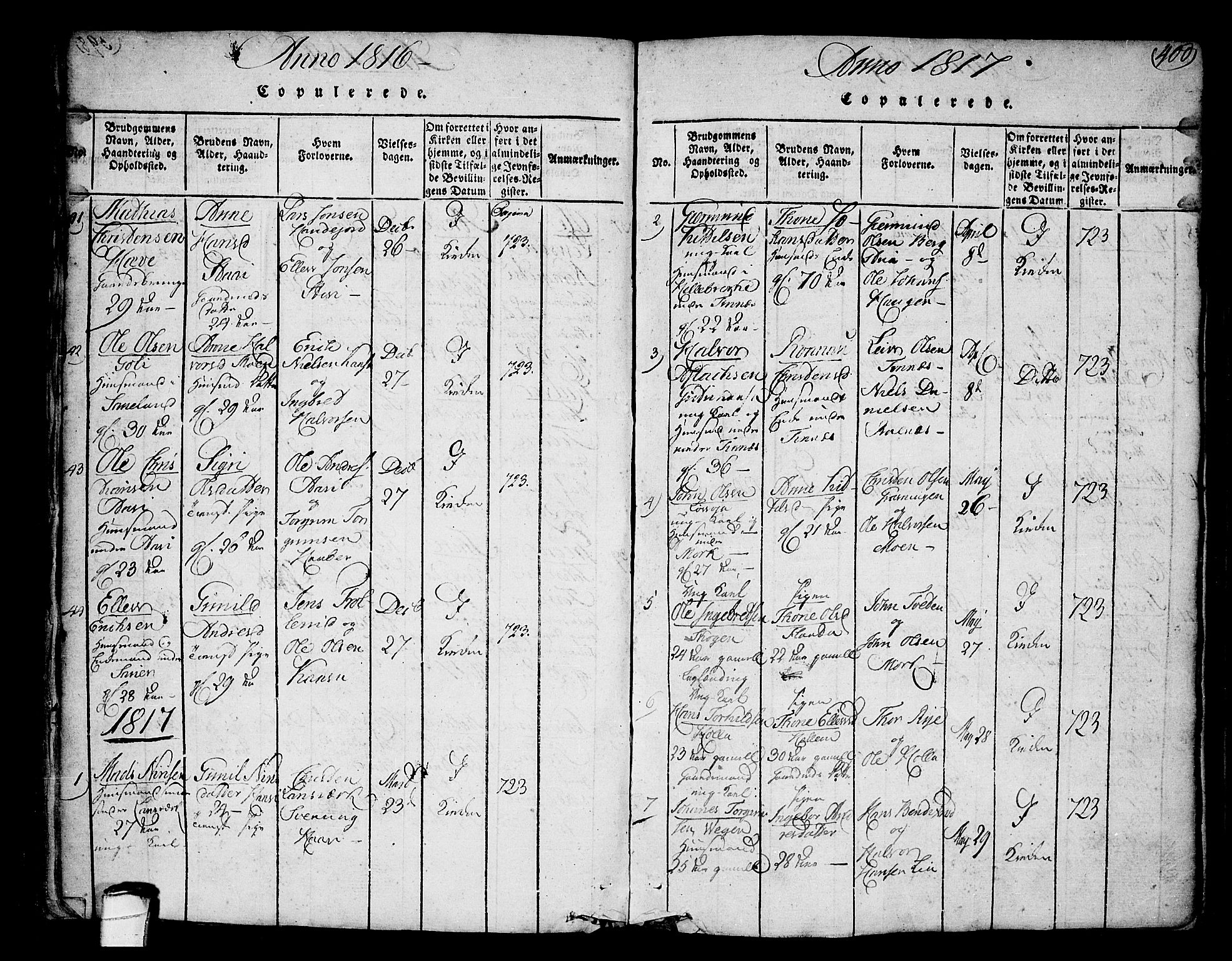 Heddal kirkebøker, SAKO/A-268/F/Fa/L0005: Parish register (official) no. I 5, 1814-1837, p. 399-400