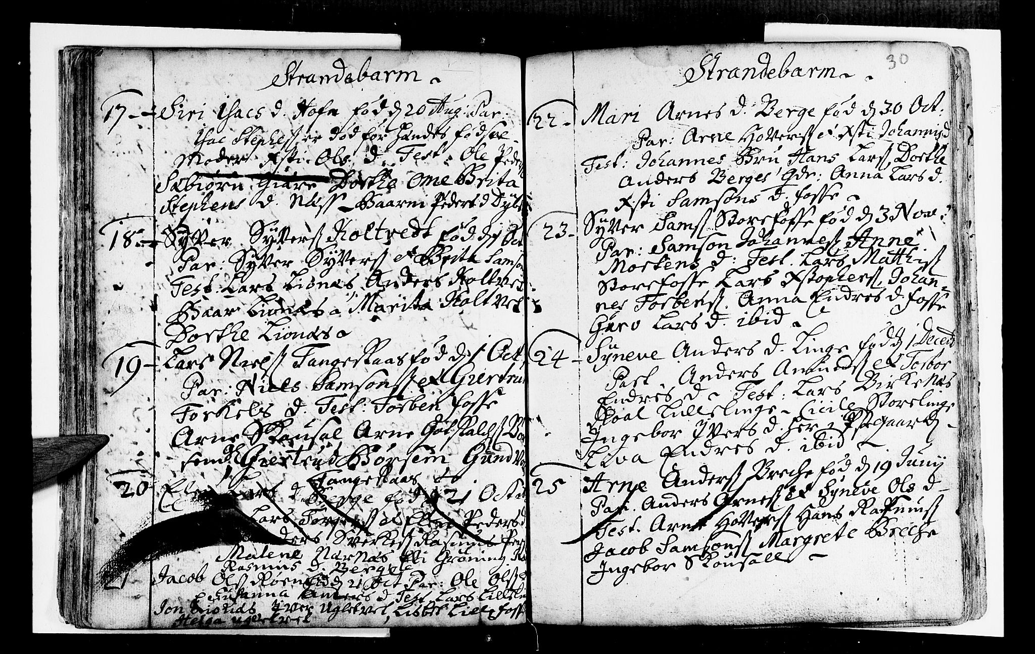 Strandebarm sokneprestembete, SAB/A-78401/H/Haa: Parish register (official) no. A 2 /1, 1727-1750, p. 30