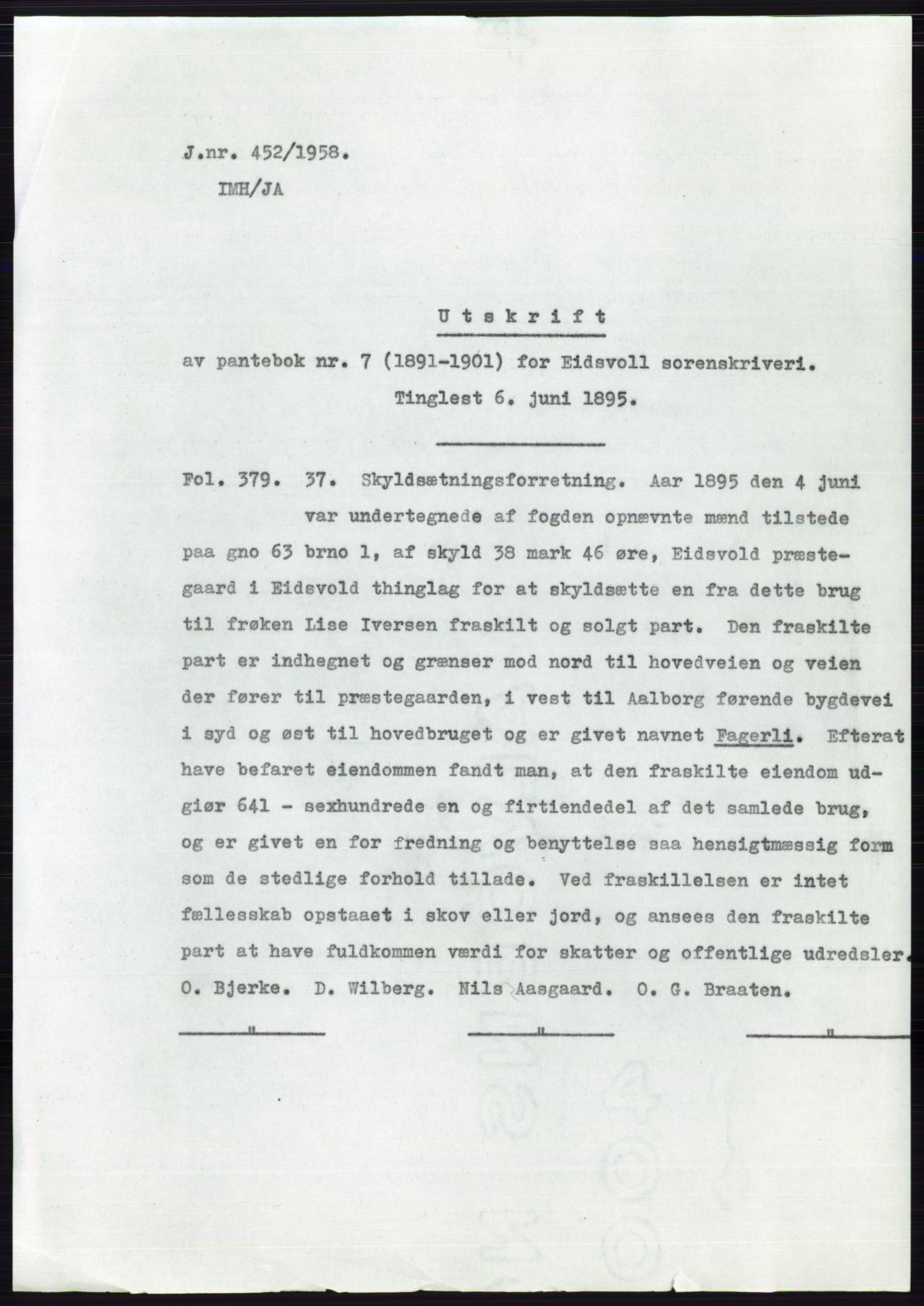 Statsarkivet i Oslo, SAO/A-10621/Z/Zd/L0008: Avskrifter, j.nr 14-1096/1958, 1958, p. 146