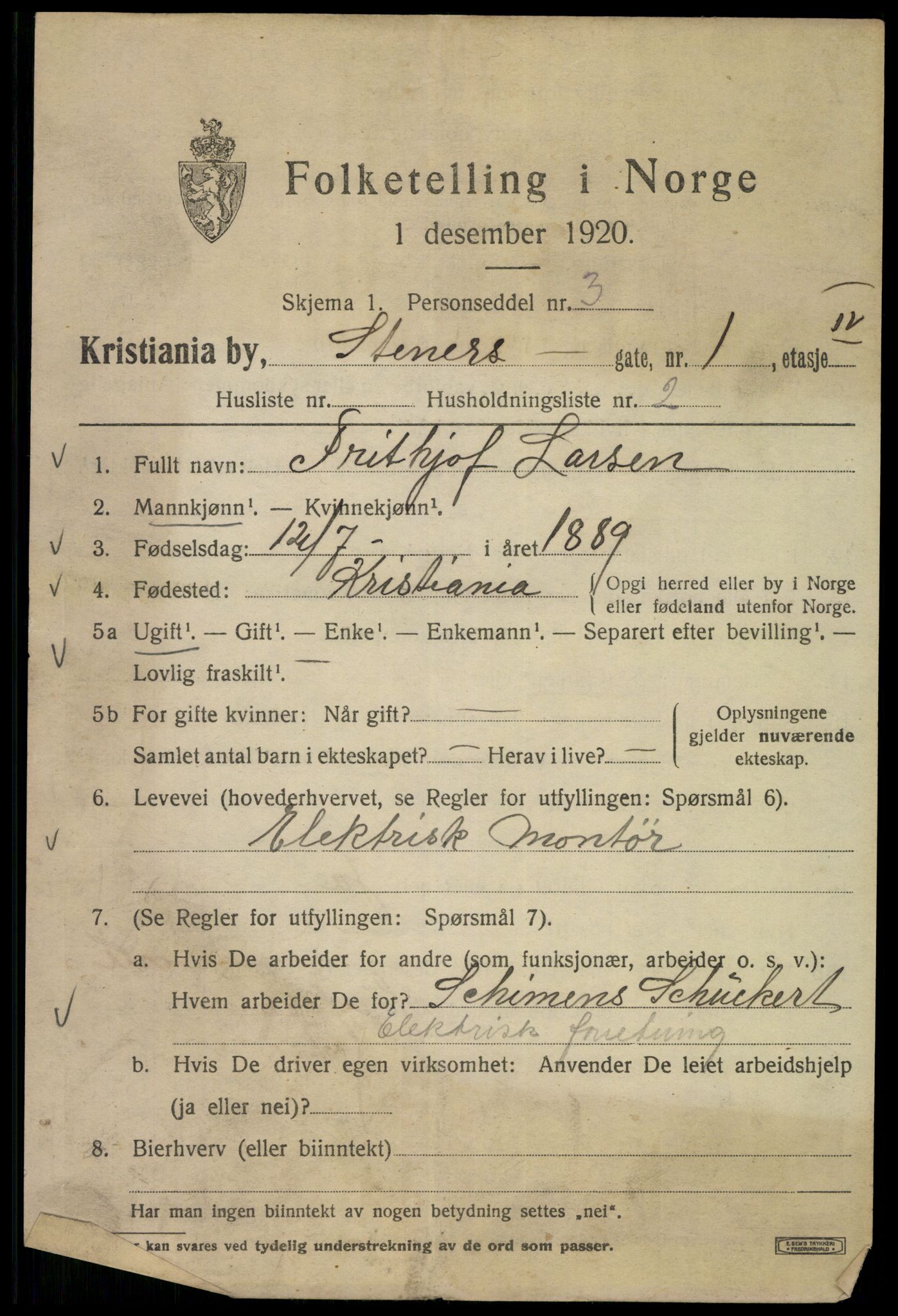 SAO, 1920 census for Kristiania, 1920, p. 539741