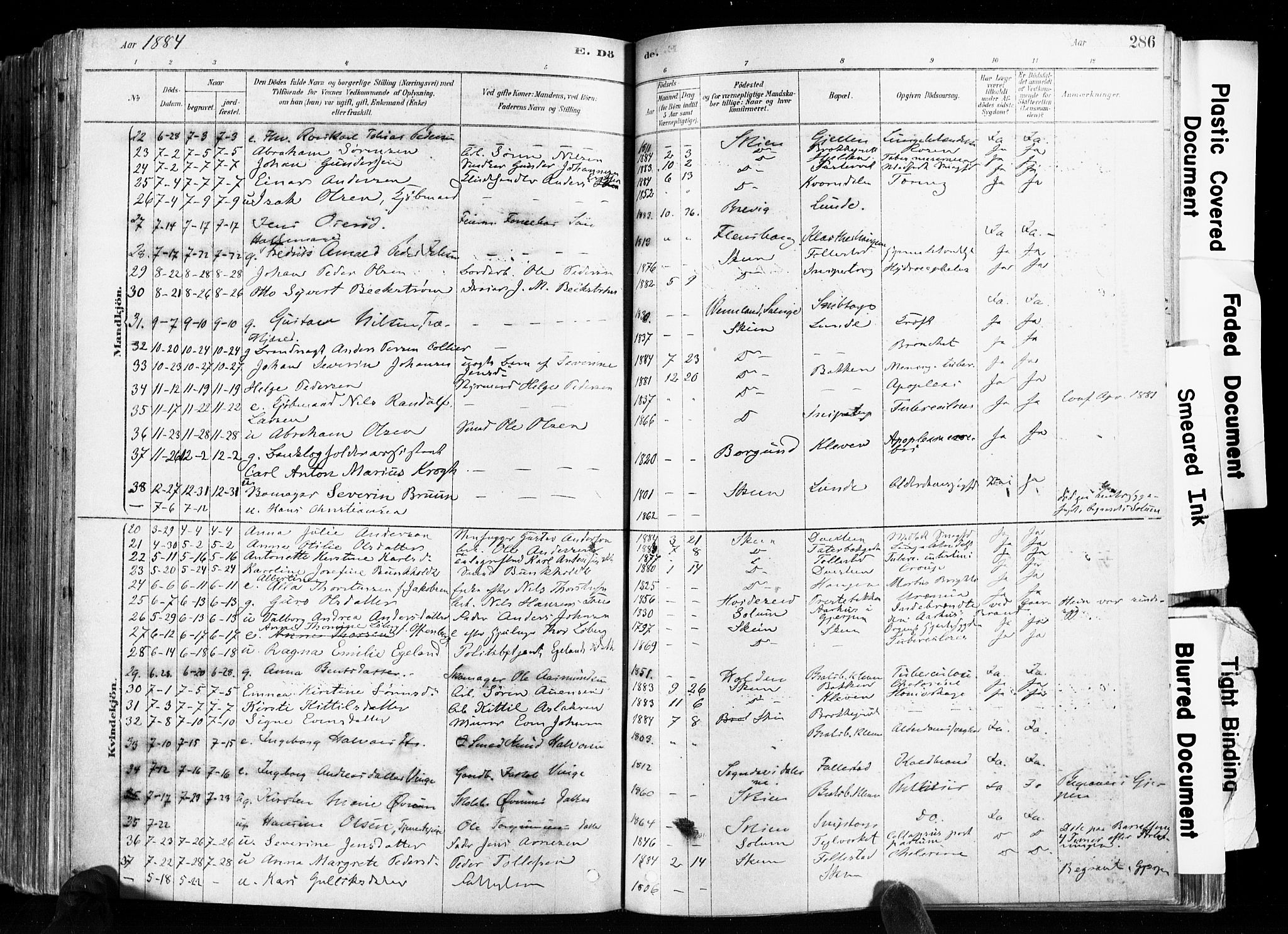 Skien kirkebøker, SAKO/A-302/F/Fa/L0009: Parish register (official) no. 9, 1878-1890, p. 286