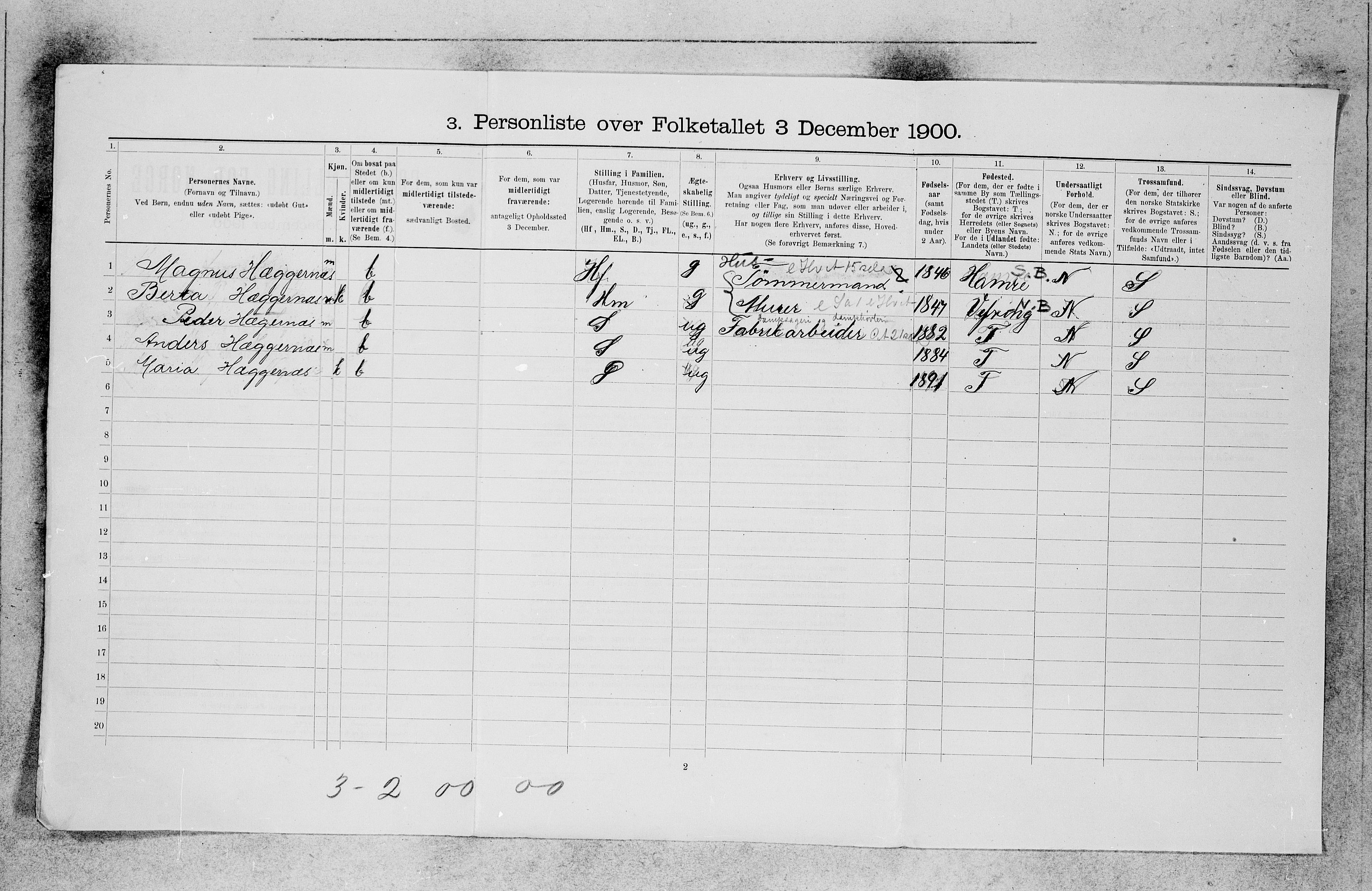 SAB, 1900 census for Florø, 1900, p. 18