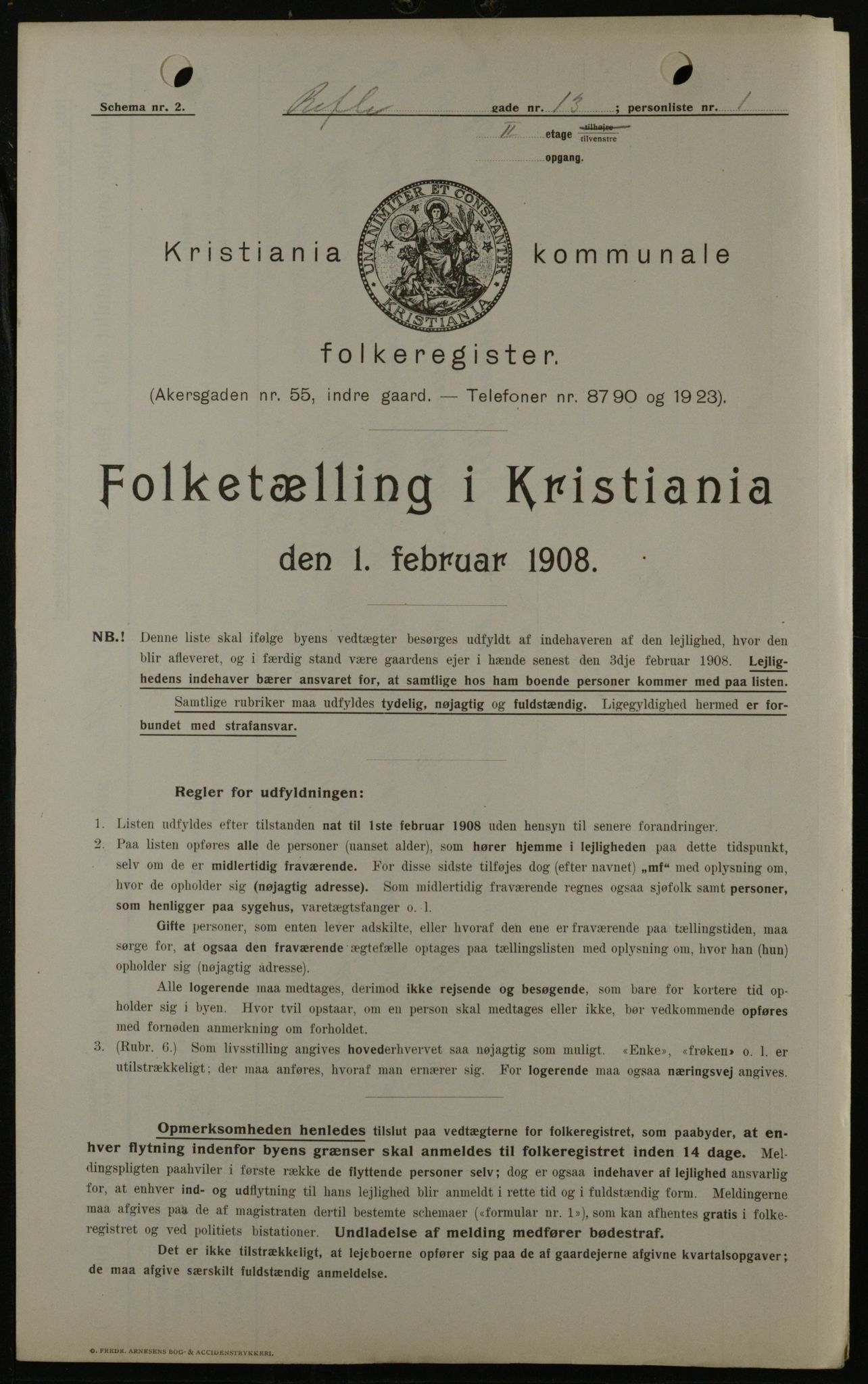 OBA, Municipal Census 1908 for Kristiania, 1908, p. 74740