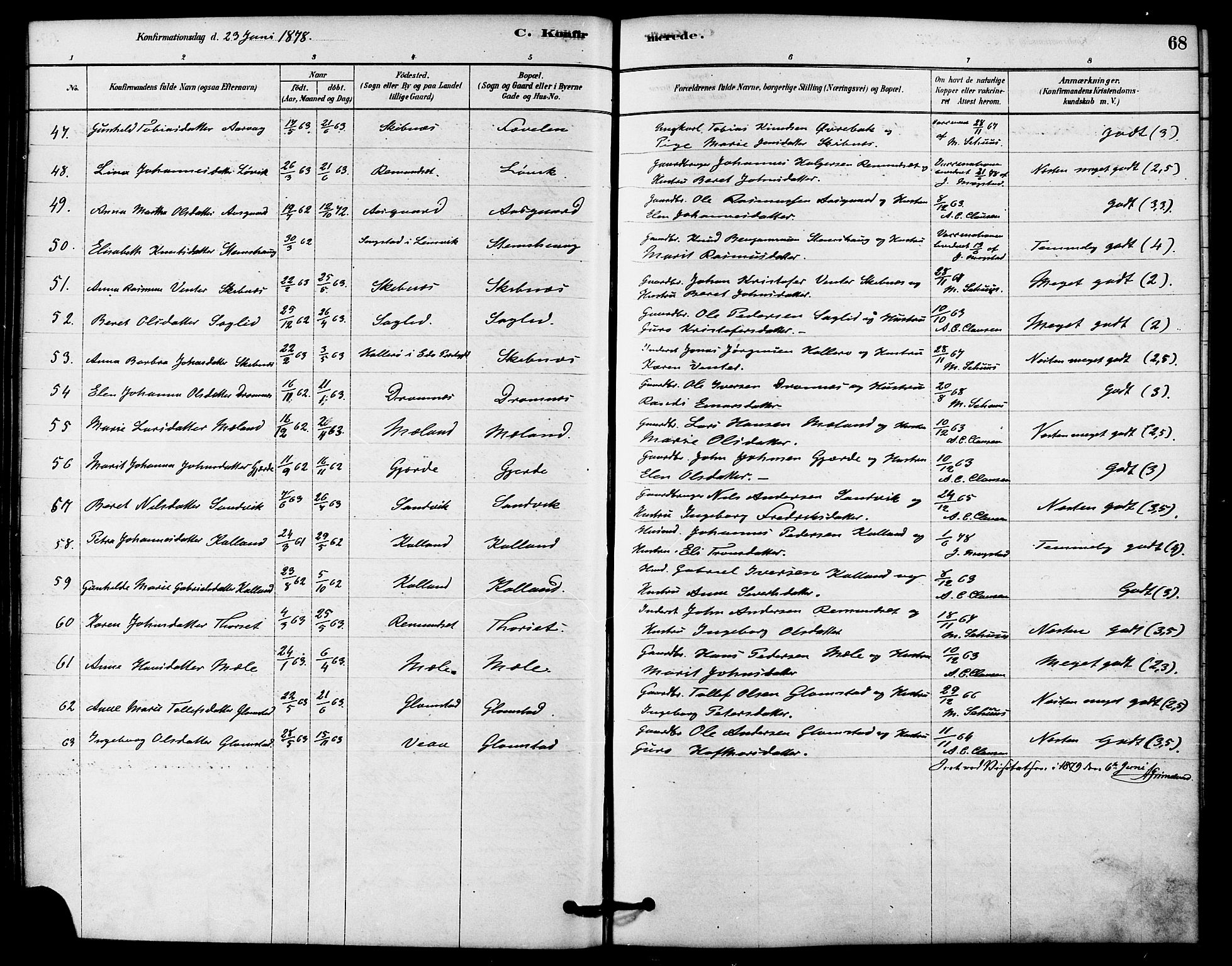 Ministerialprotokoller, klokkerbøker og fødselsregistre - Møre og Romsdal, AV/SAT-A-1454/578/L0906: Parish register (official) no. 578A05, 1878-1886, p. 68