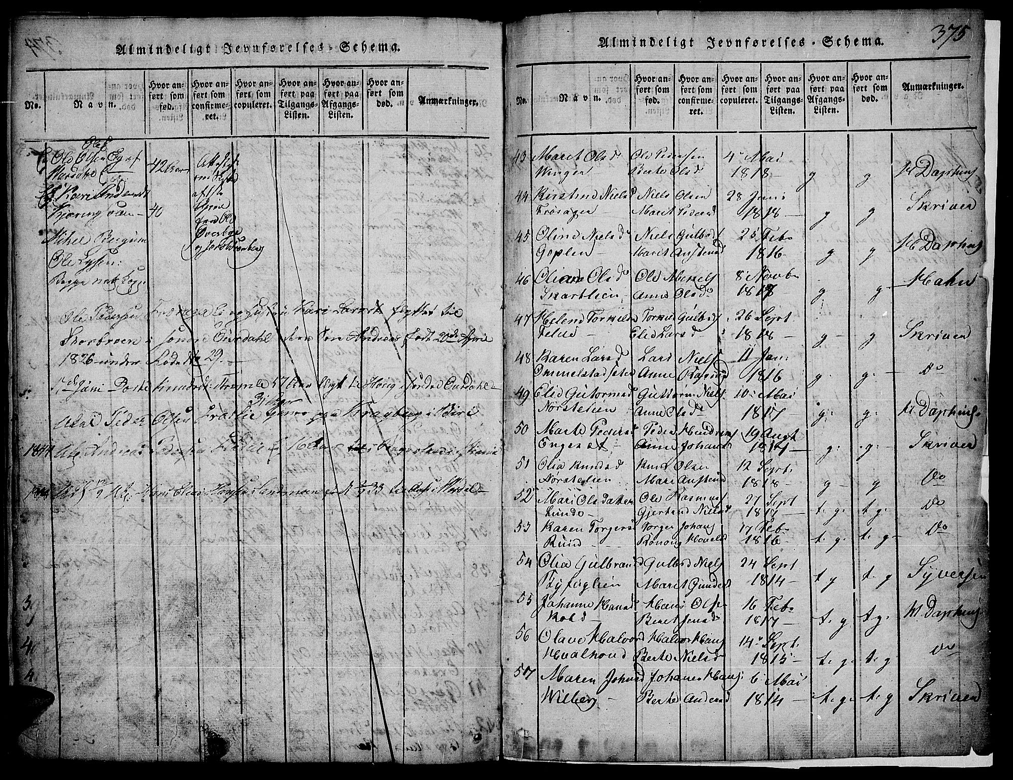 Land prestekontor, SAH/PREST-120/H/Ha/Hab/L0001: Parish register (copy) no. 1, 1814-1833, p. 375
