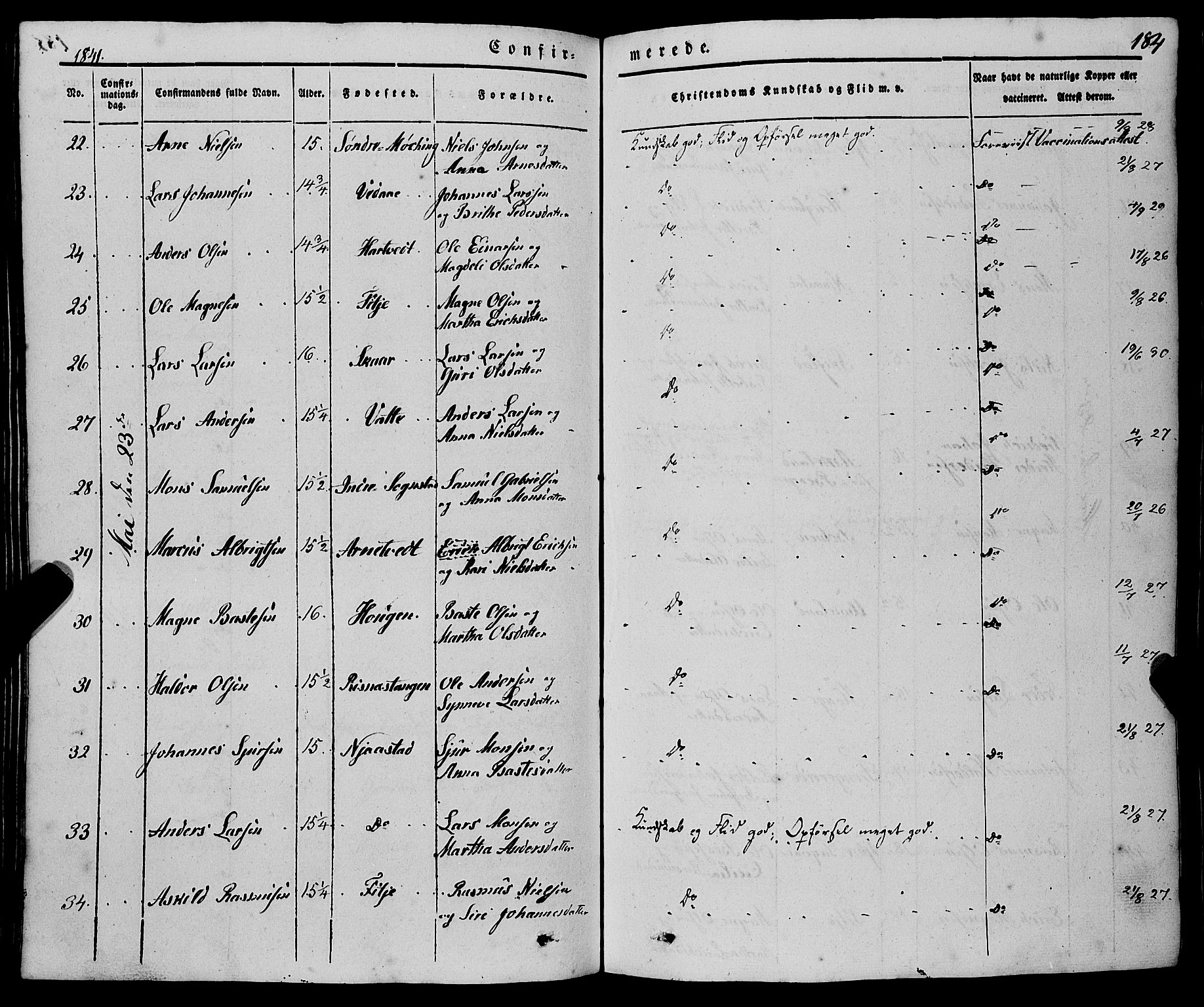 Haus sokneprestembete, AV/SAB-A-75601/H/Haa: Parish register (official) no. A 15, 1838-1847, p. 184