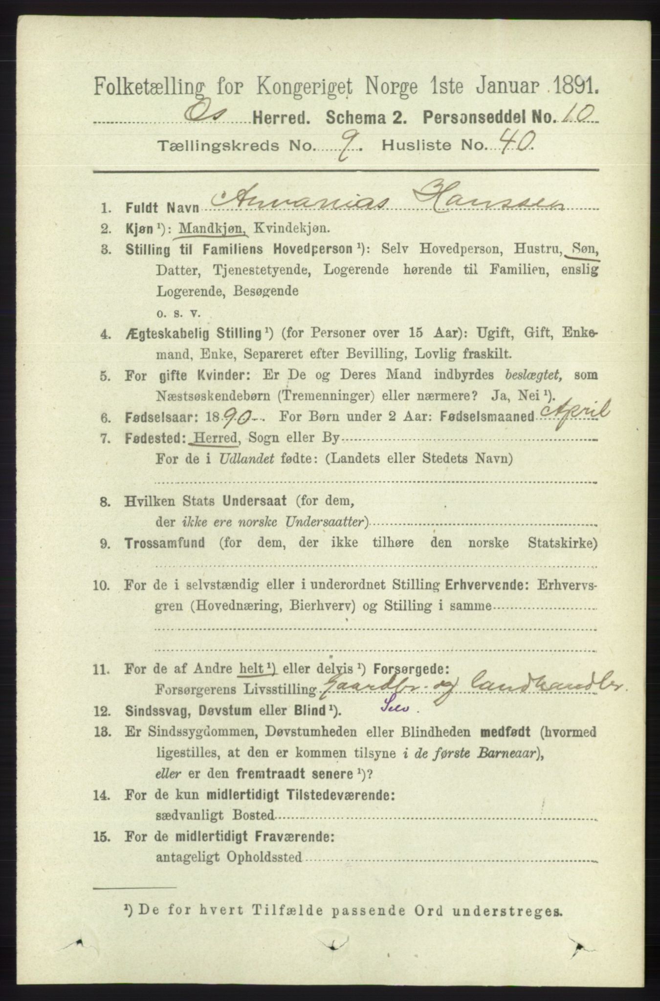 RA, 1891 census for 1243 Os, 1891, p. 2208