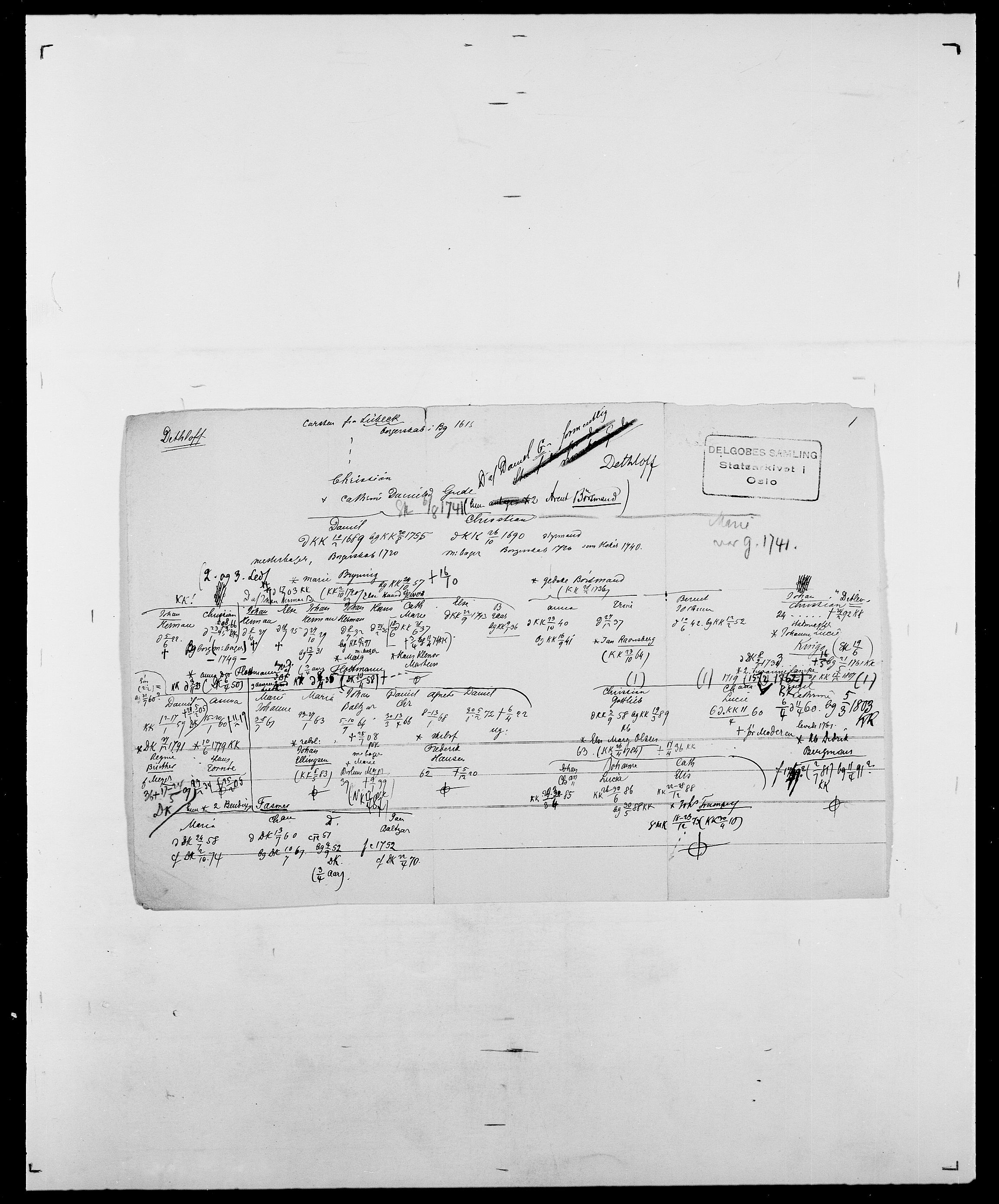 Delgobe, Charles Antoine - samling, AV/SAO-PAO-0038/D/Da/L0009: Dahl - v. Düren, p. 498