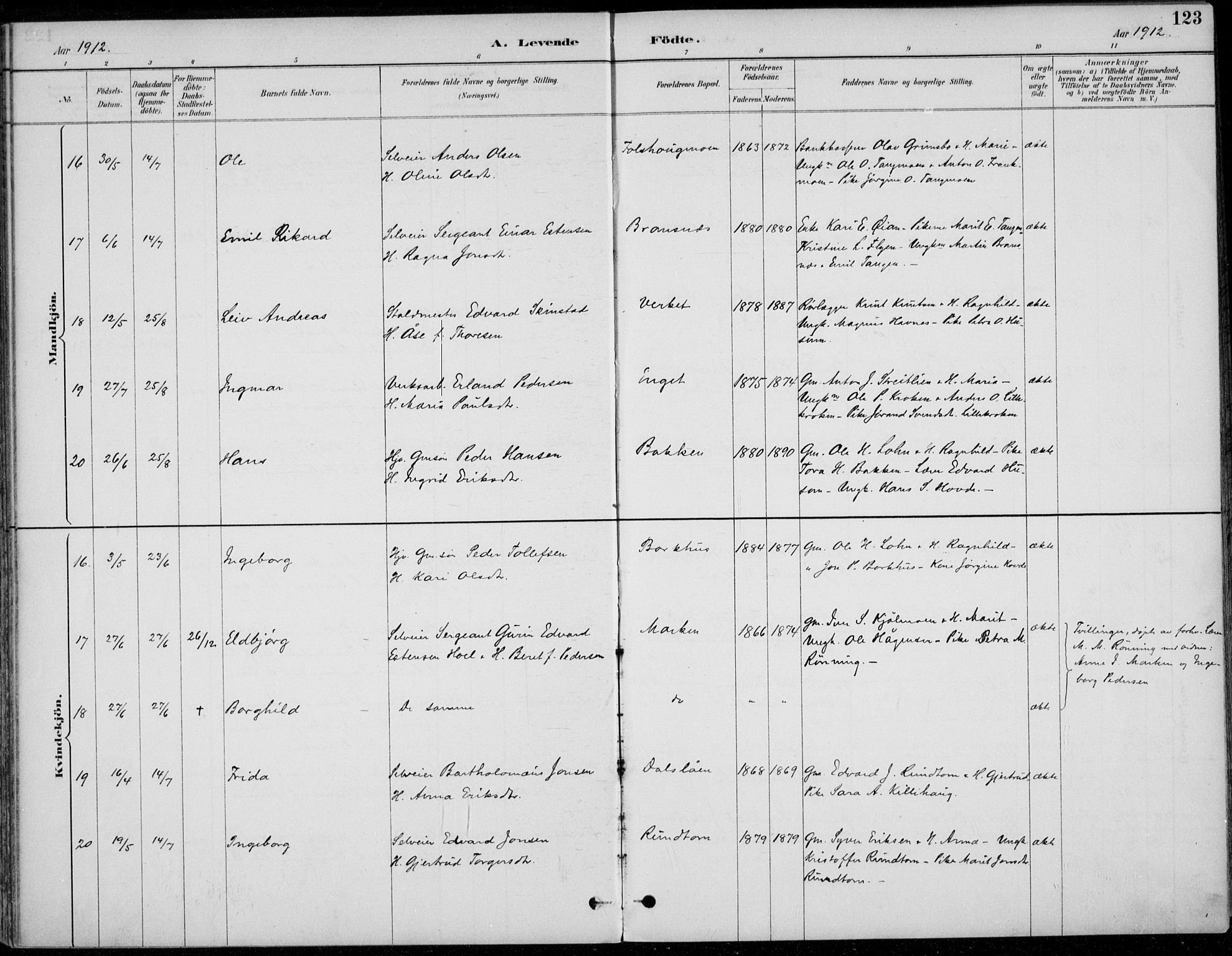 Alvdal prestekontor, AV/SAH-PREST-060/H/Ha/Haa/L0003: Parish register (official) no. 3, 1886-1912, p. 123