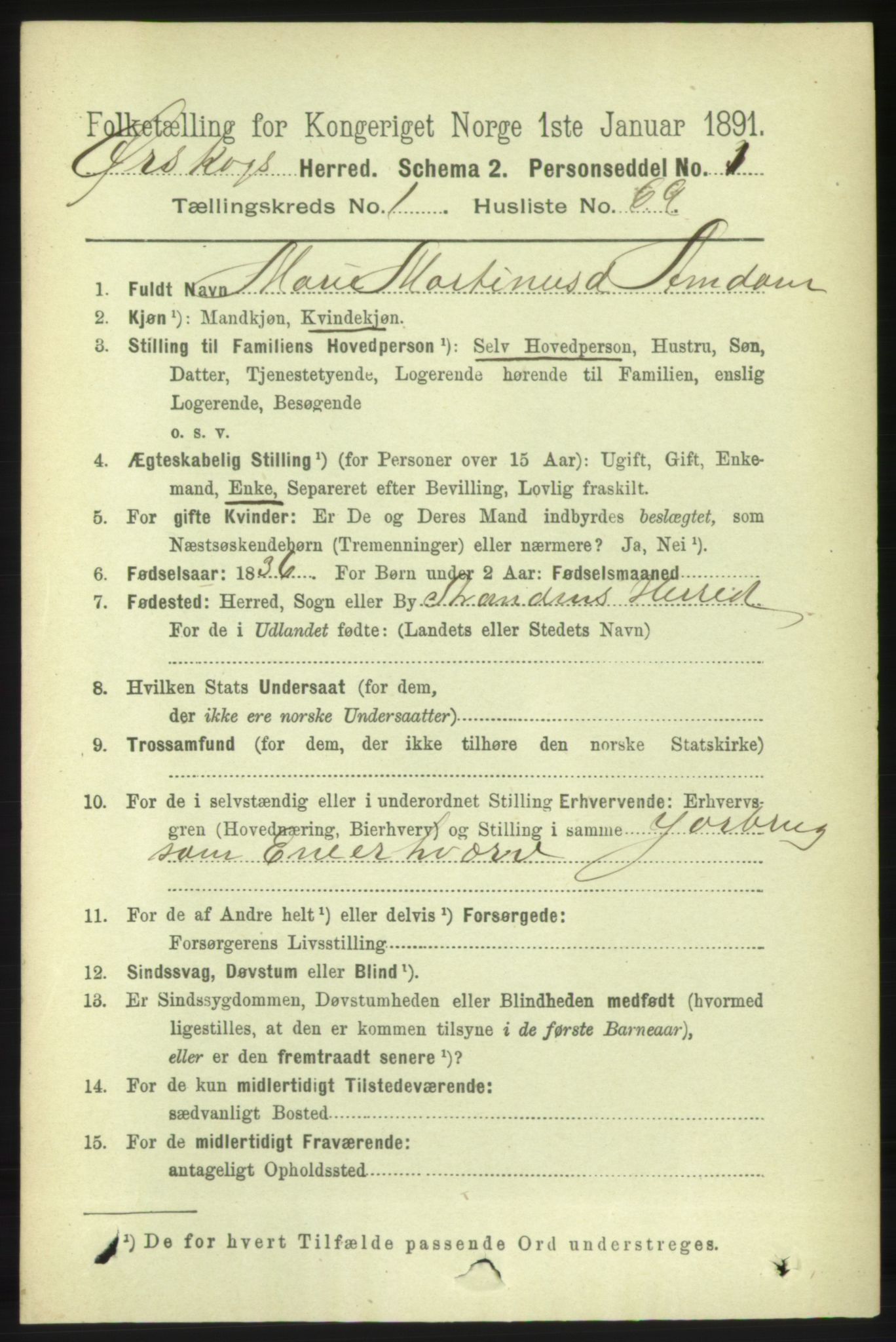 RA, 1891 census for 1527 Ørskog, 1891, p. 511