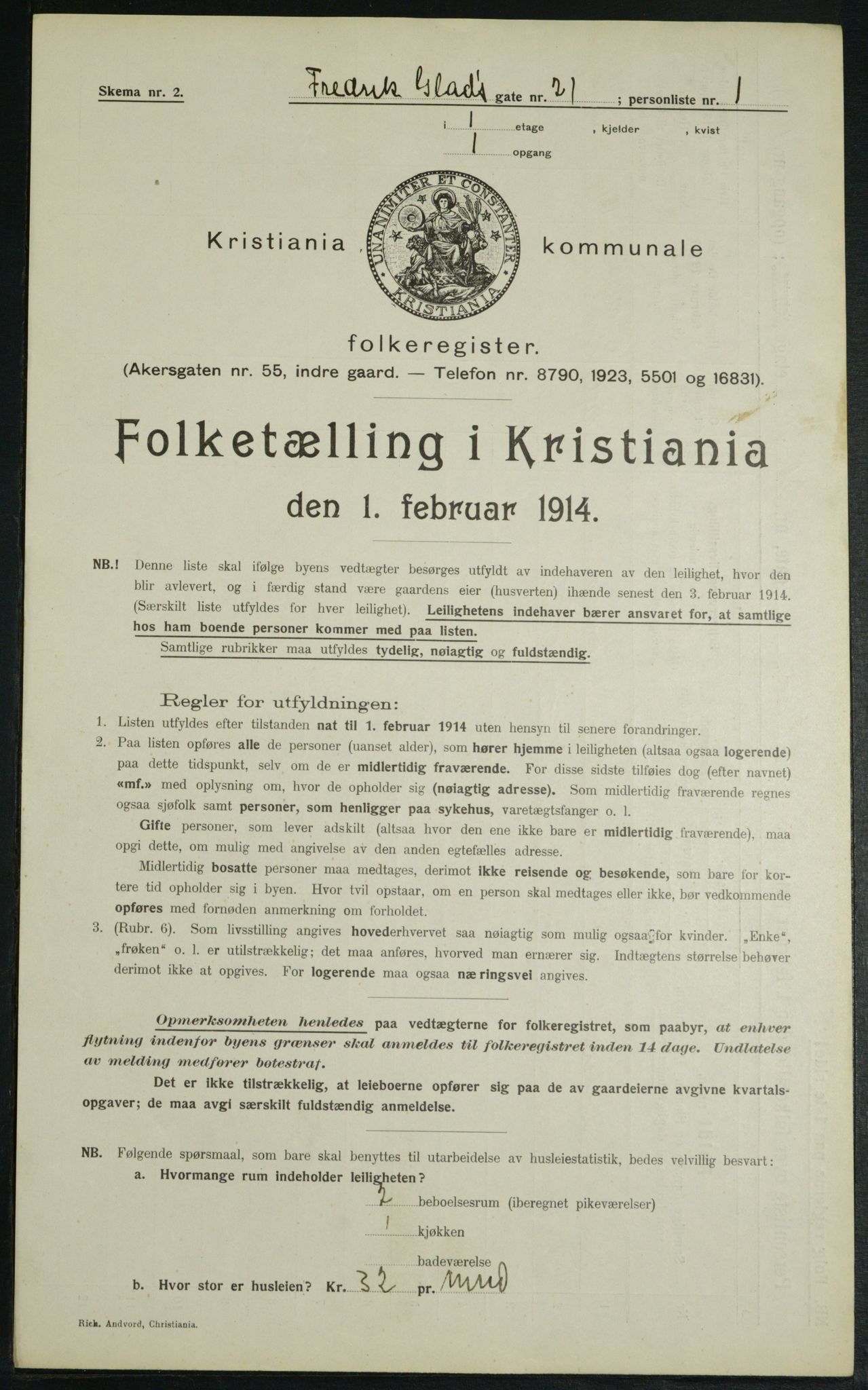 OBA, Municipal Census 1914 for Kristiania, 1914, p. 26786