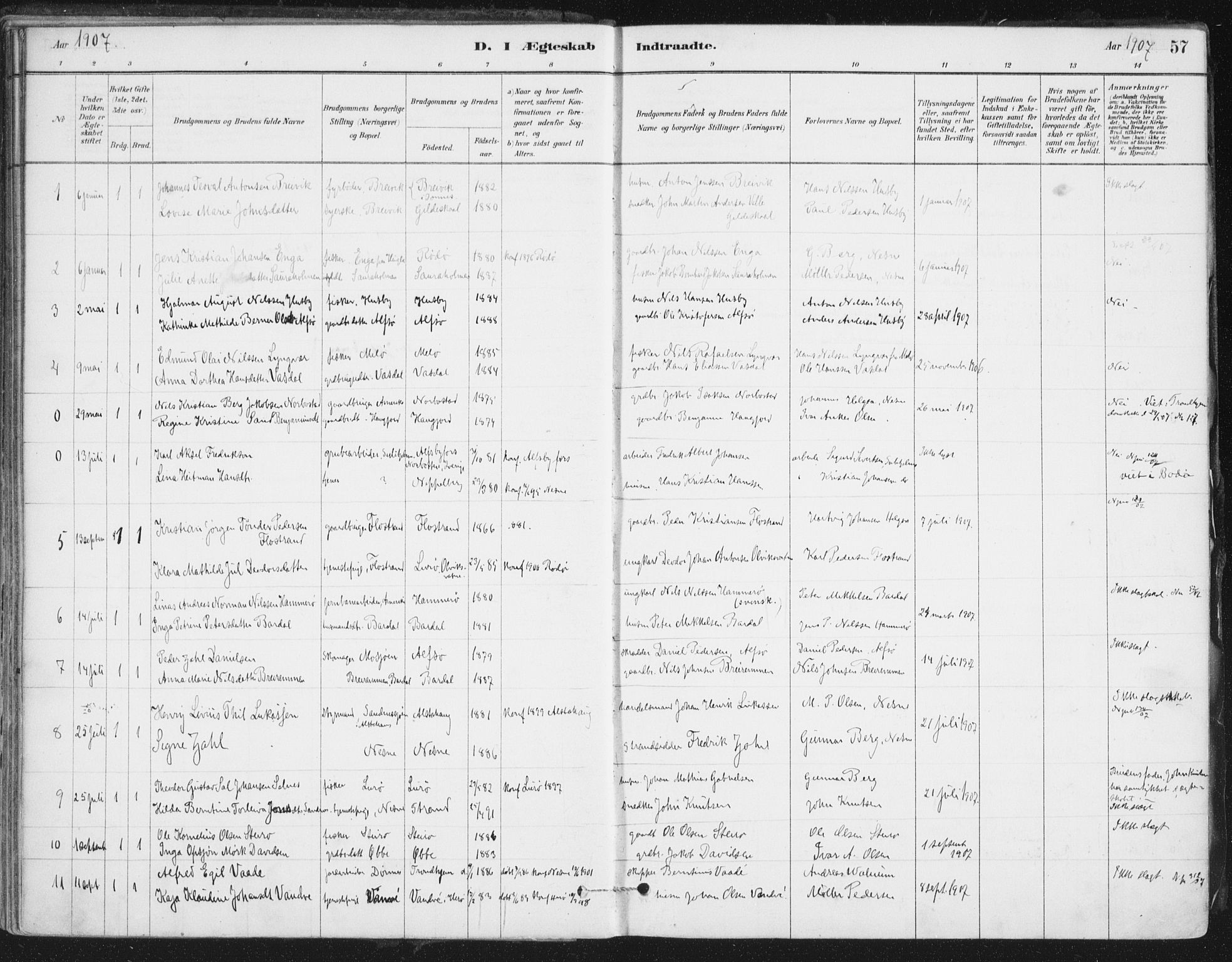 Ministerialprotokoller, klokkerbøker og fødselsregistre - Nordland, SAT/A-1459/838/L0553: Parish register (official) no. 838A11, 1880-1910, p. 57