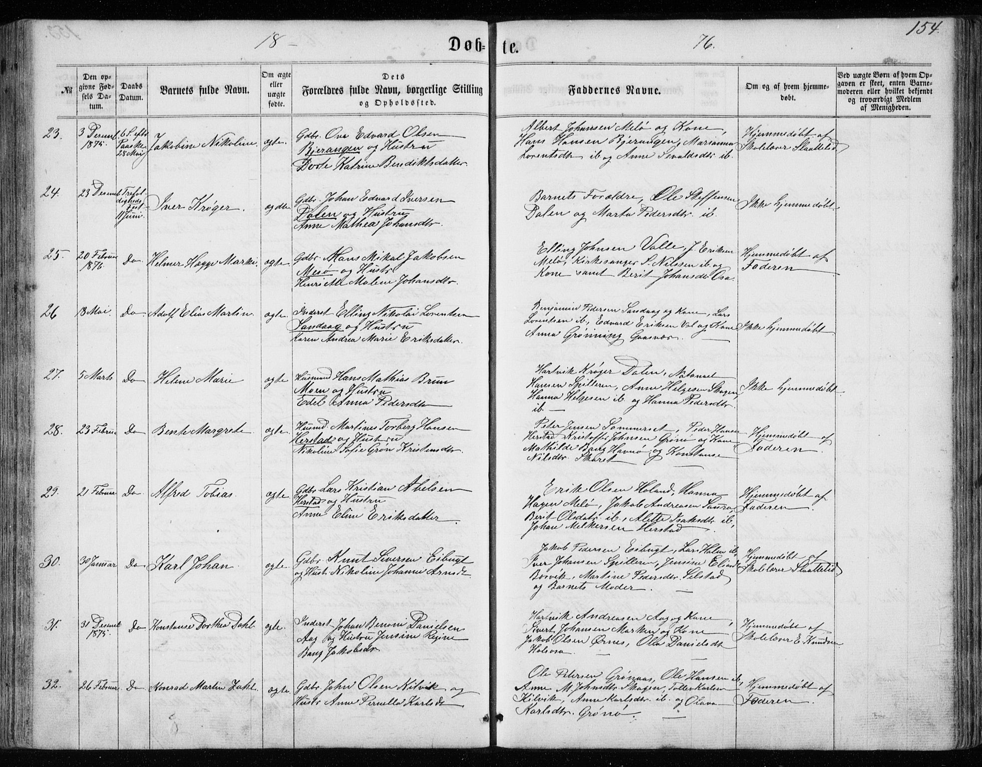 Ministerialprotokoller, klokkerbøker og fødselsregistre - Nordland, AV/SAT-A-1459/843/L0634: Parish register (copy) no. 843C03, 1860-1884, p. 154