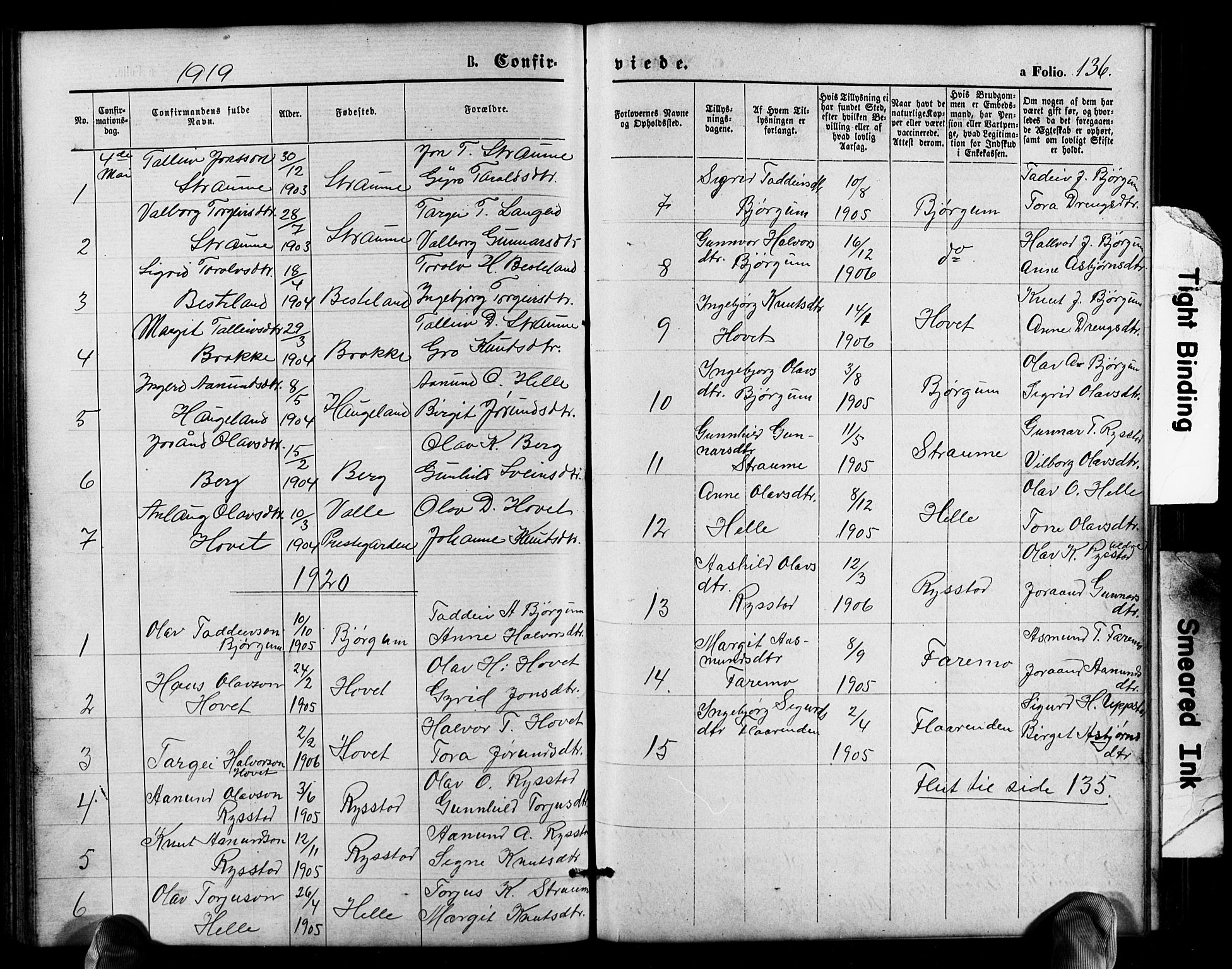 Valle sokneprestkontor, SAK/1111-0044/F/Fb/Fbb/L0002: Parish register (copy) no. B 2, 1875-1921, p. 136