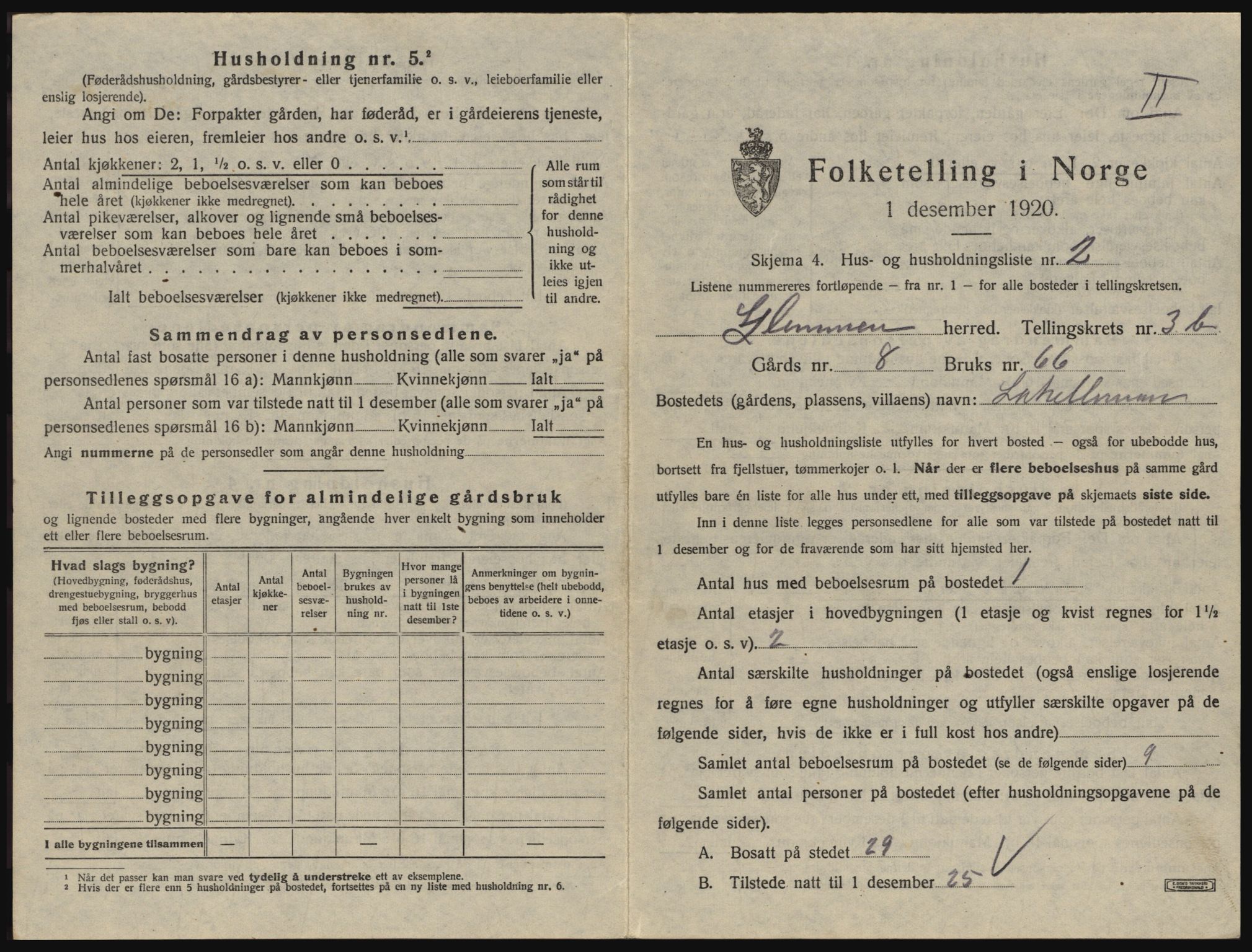 SAO, 1920 census for Glemmen, 1920, p. 1031