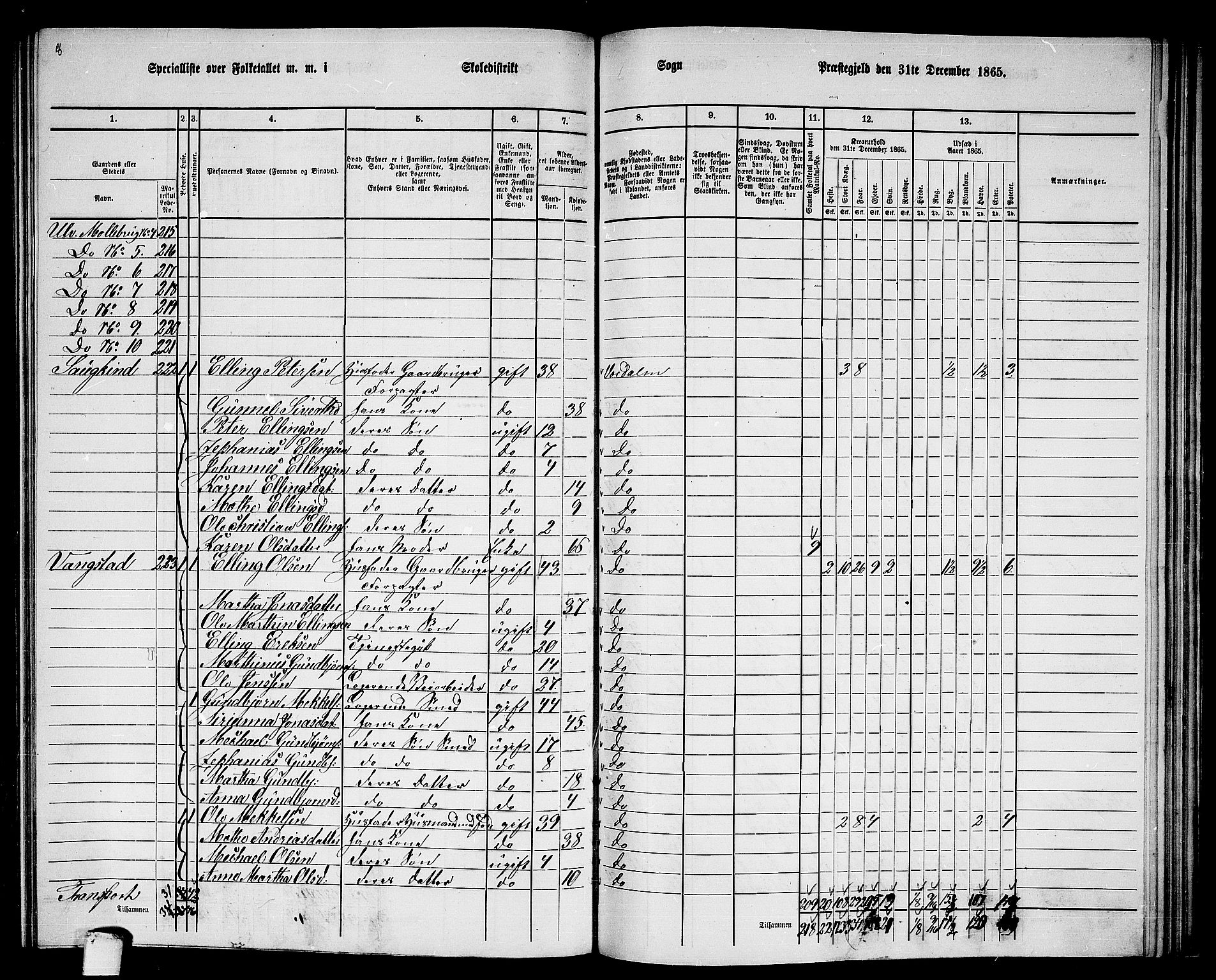 RA, 1865 census for Verdal, 1865, p. 224