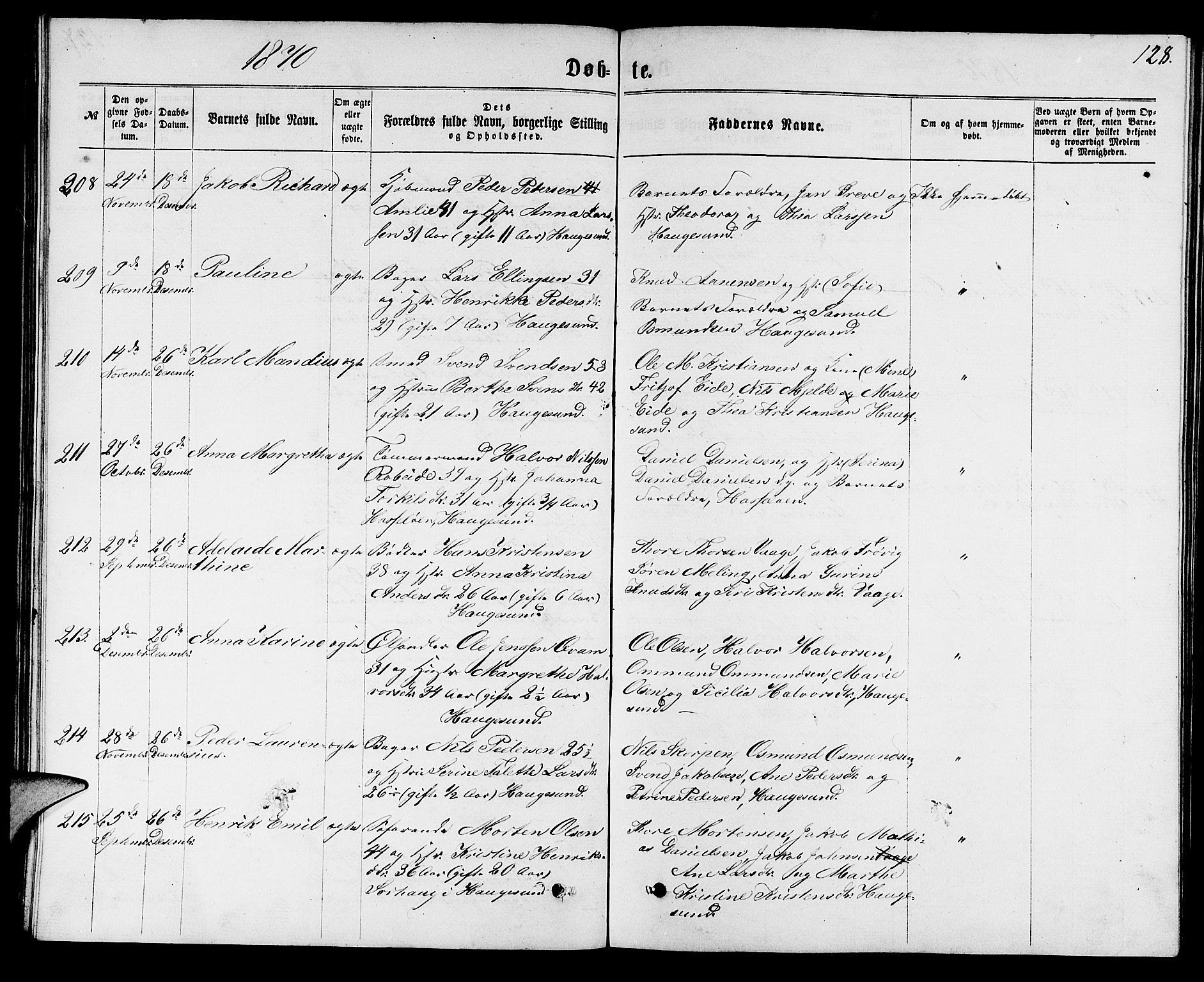 Torvastad sokneprestkontor, AV/SAST-A -101857/H/Ha/Hab/L0007: Parish register (copy) no. B 7, 1866-1873, p. 128