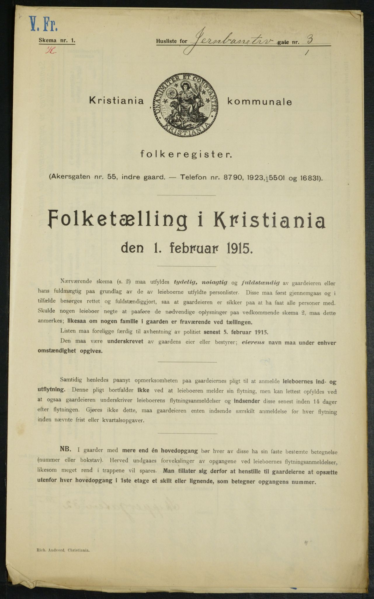 OBA, Municipal Census 1915 for Kristiania, 1915, p. 46467