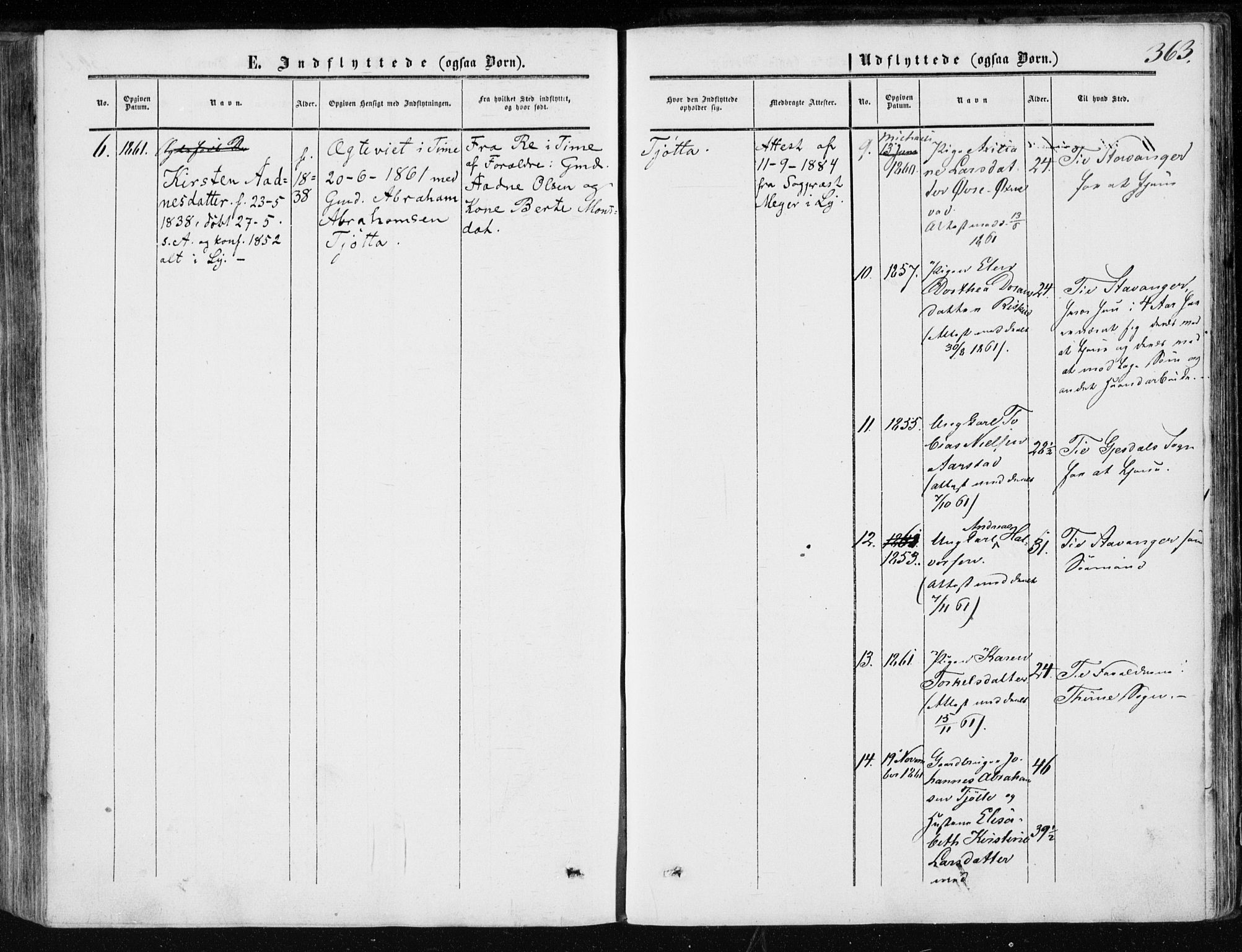 Klepp sokneprestkontor, SAST/A-101803/001/3/30BA/L0005: Parish register (official) no. A 5, 1853-1870, p. 363