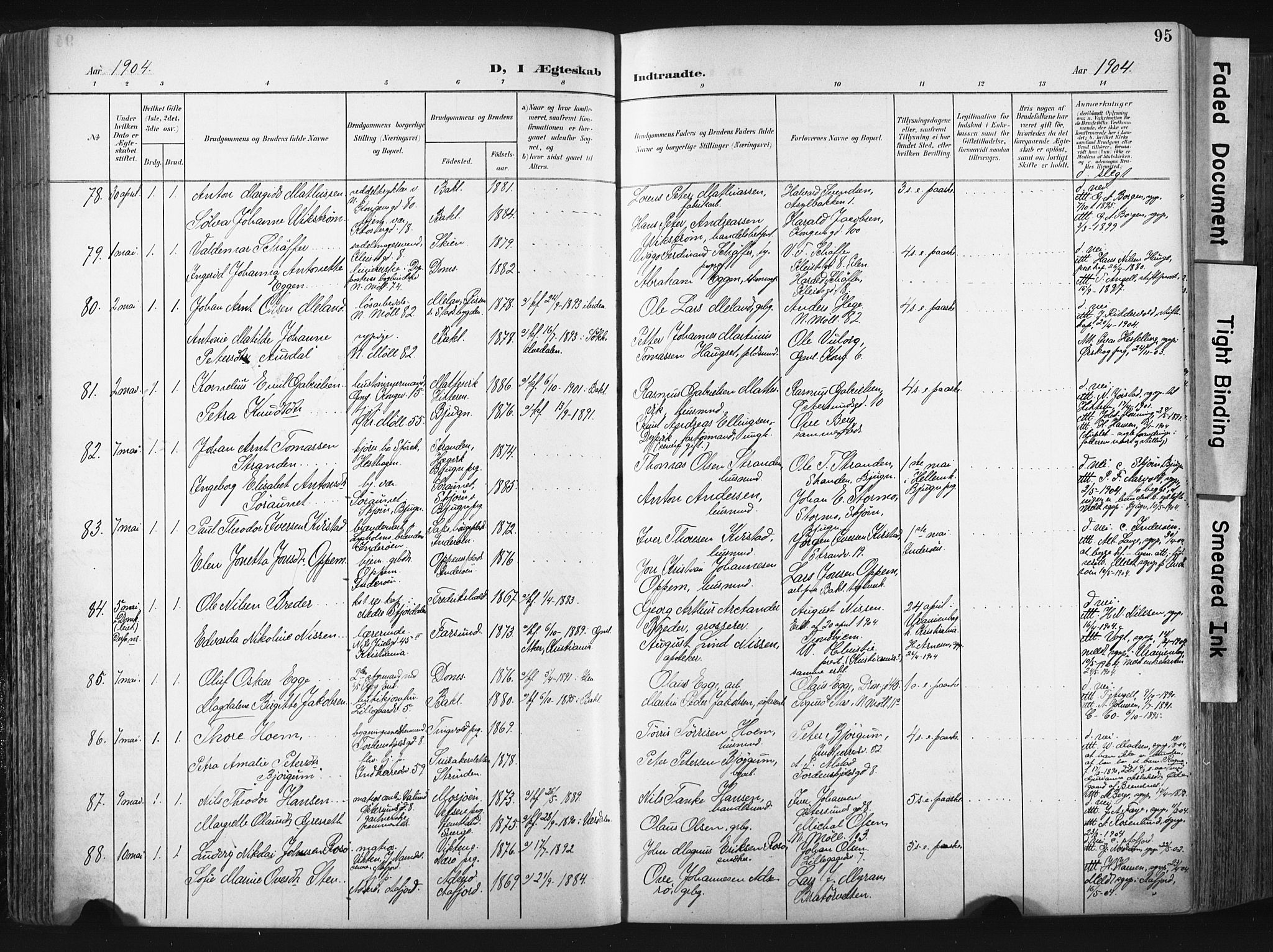 Ministerialprotokoller, klokkerbøker og fødselsregistre - Sør-Trøndelag, AV/SAT-A-1456/604/L0201: Parish register (official) no. 604A21, 1901-1911, p. 95