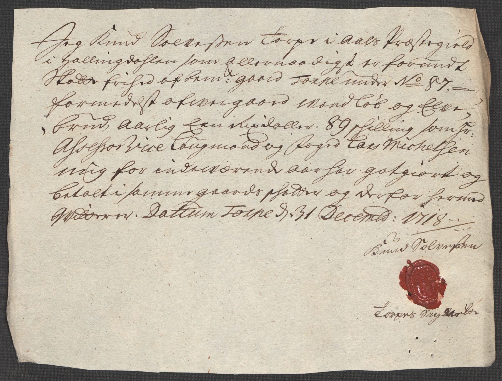 Rentekammeret inntil 1814, Reviderte regnskaper, Fogderegnskap, AV/RA-EA-4092/R23/L1476: Fogderegnskap Ringerike og Hallingdal, 1718, p. 276