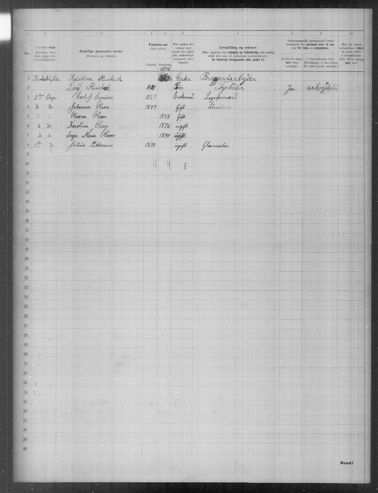 OBA, Municipal Census 1903 for Kristiania, 1903, p. 18604