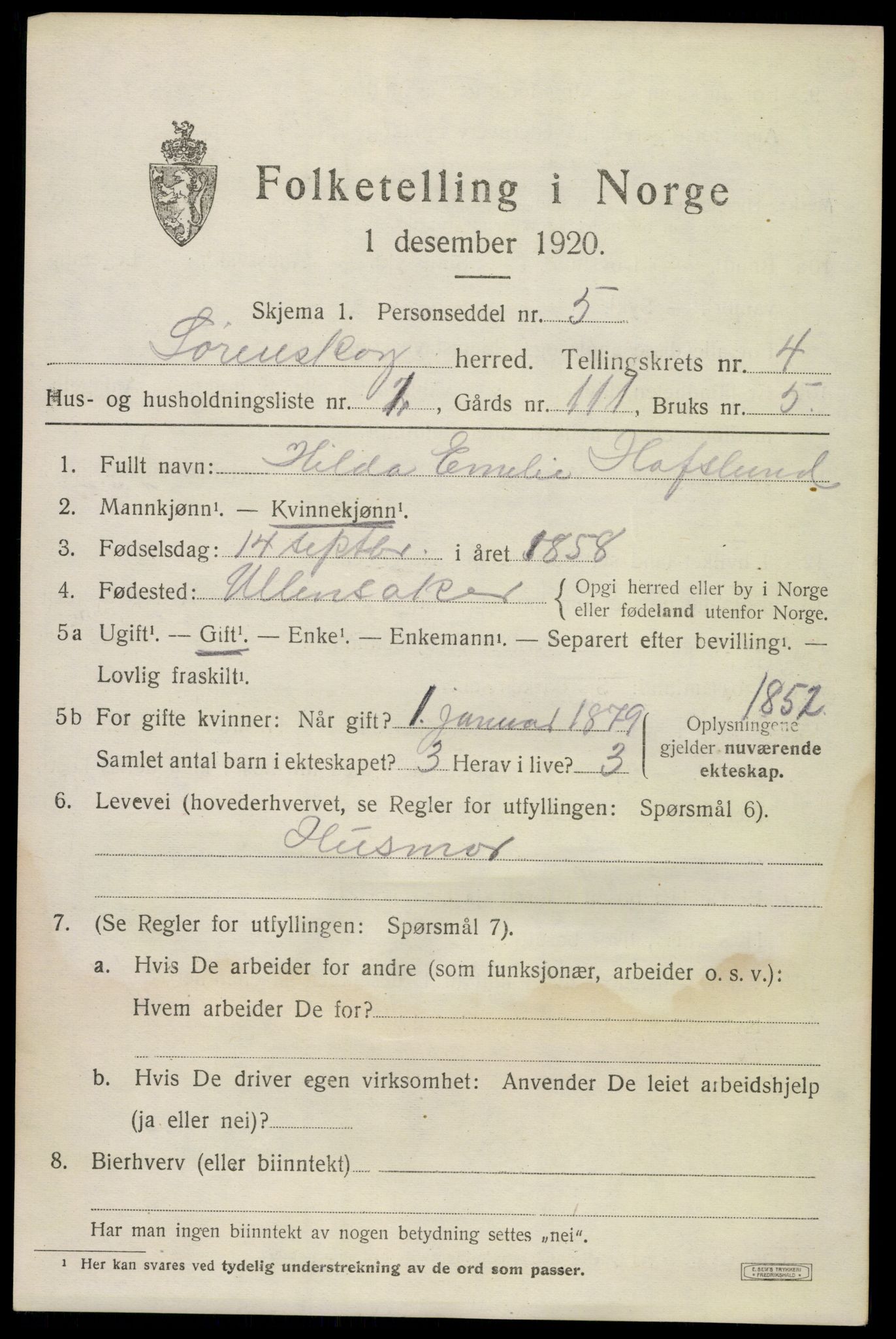 SAO, 1920 census for Lørenskog, 1920, p. 3449