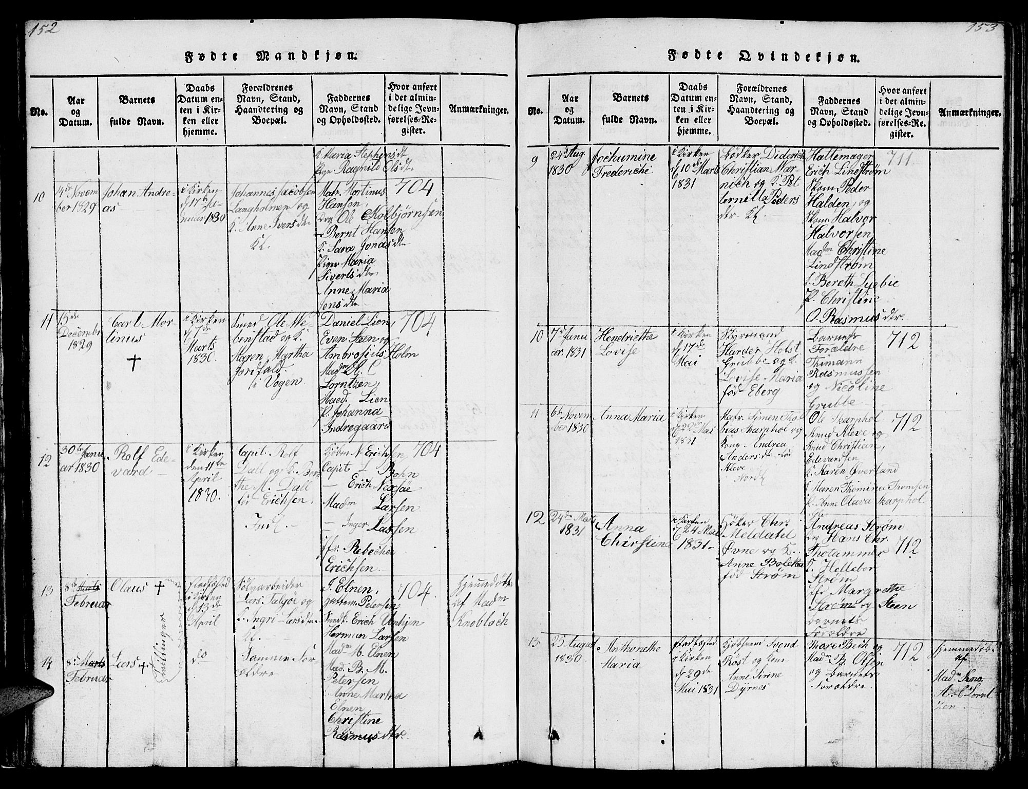 Ministerialprotokoller, klokkerbøker og fødselsregistre - Møre og Romsdal, AV/SAT-A-1454/572/L0856: Parish register (copy) no. 572C01, 1819-1832, p. 152-153