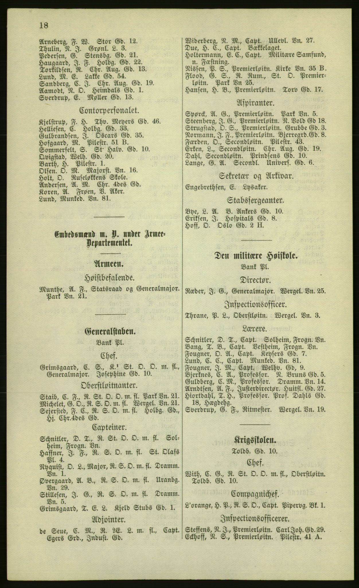 Kristiania/Oslo adressebok, PUBL/-, 1881, p. 18