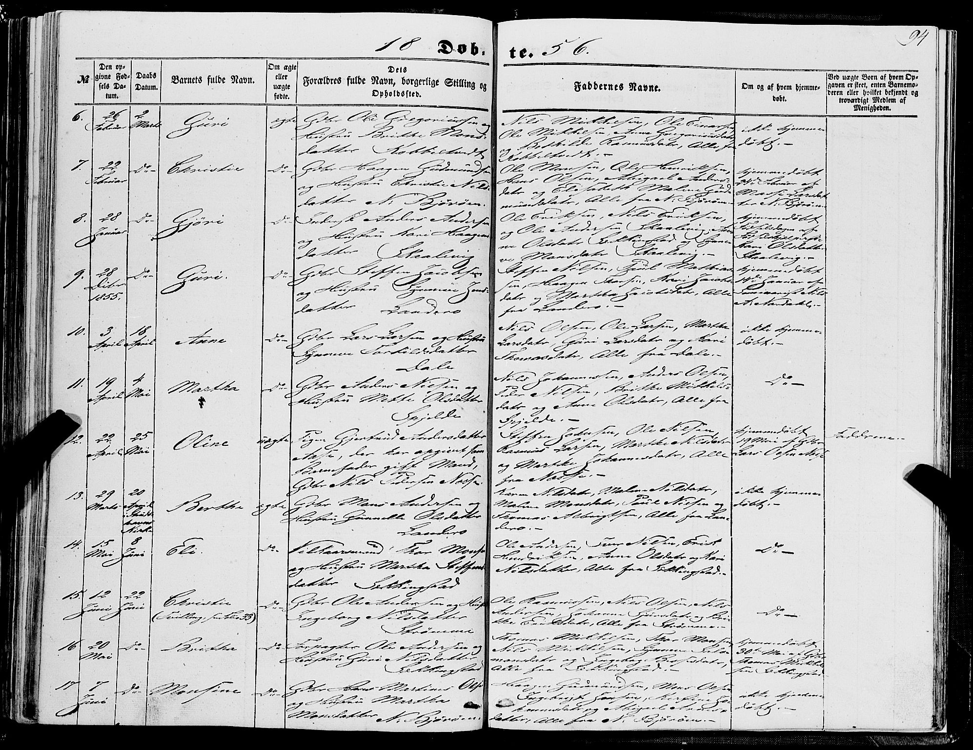 Fjell sokneprestembete, SAB/A-75301/H/Haa: Parish register (official) no. A 2, 1847-1864, p. 94