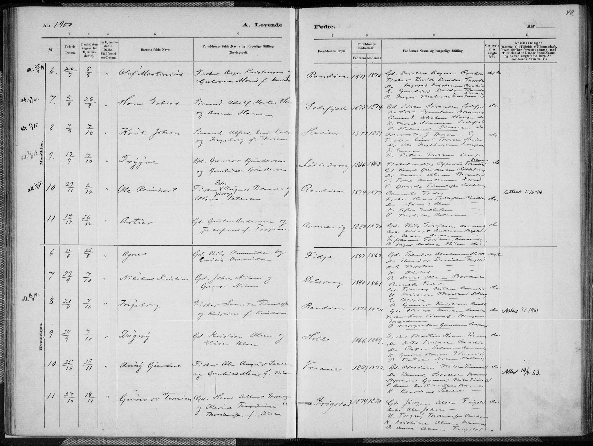 Oddernes sokneprestkontor, SAK/1111-0033/F/Fa/Fab/L0002: Parish register (official) no. A 2, 1884-1903, p. 40