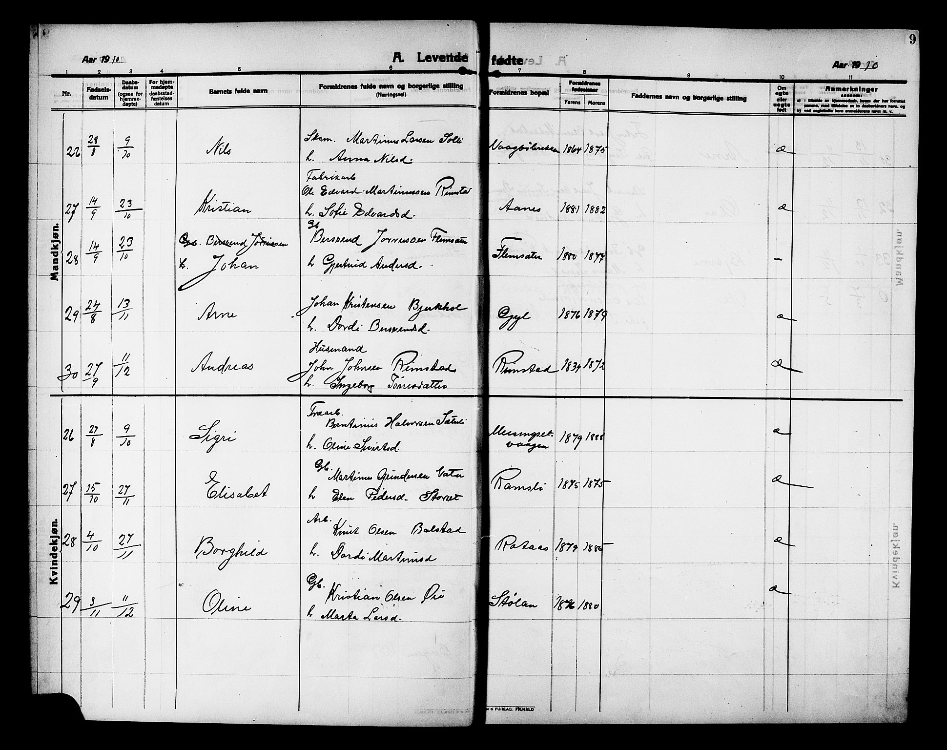 Ministerialprotokoller, klokkerbøker og fødselsregistre - Møre og Romsdal, AV/SAT-A-1454/586/L0993: Parish register (copy) no. 586C04, 1910-1918, p. 9
