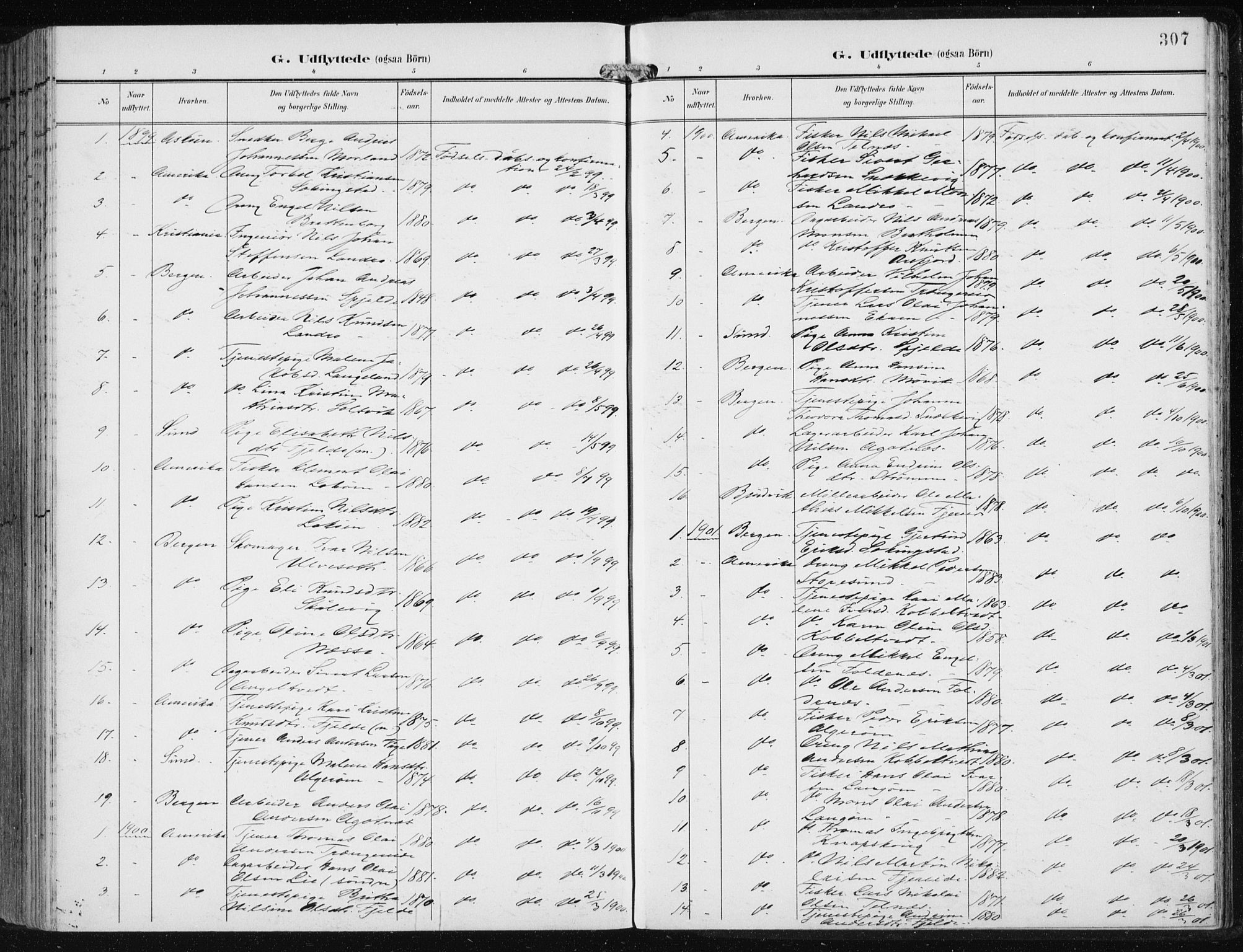 Fjell sokneprestembete, SAB/A-75301/H/Haa: Parish register (official) no. A  9, 1899-1910, p. 307