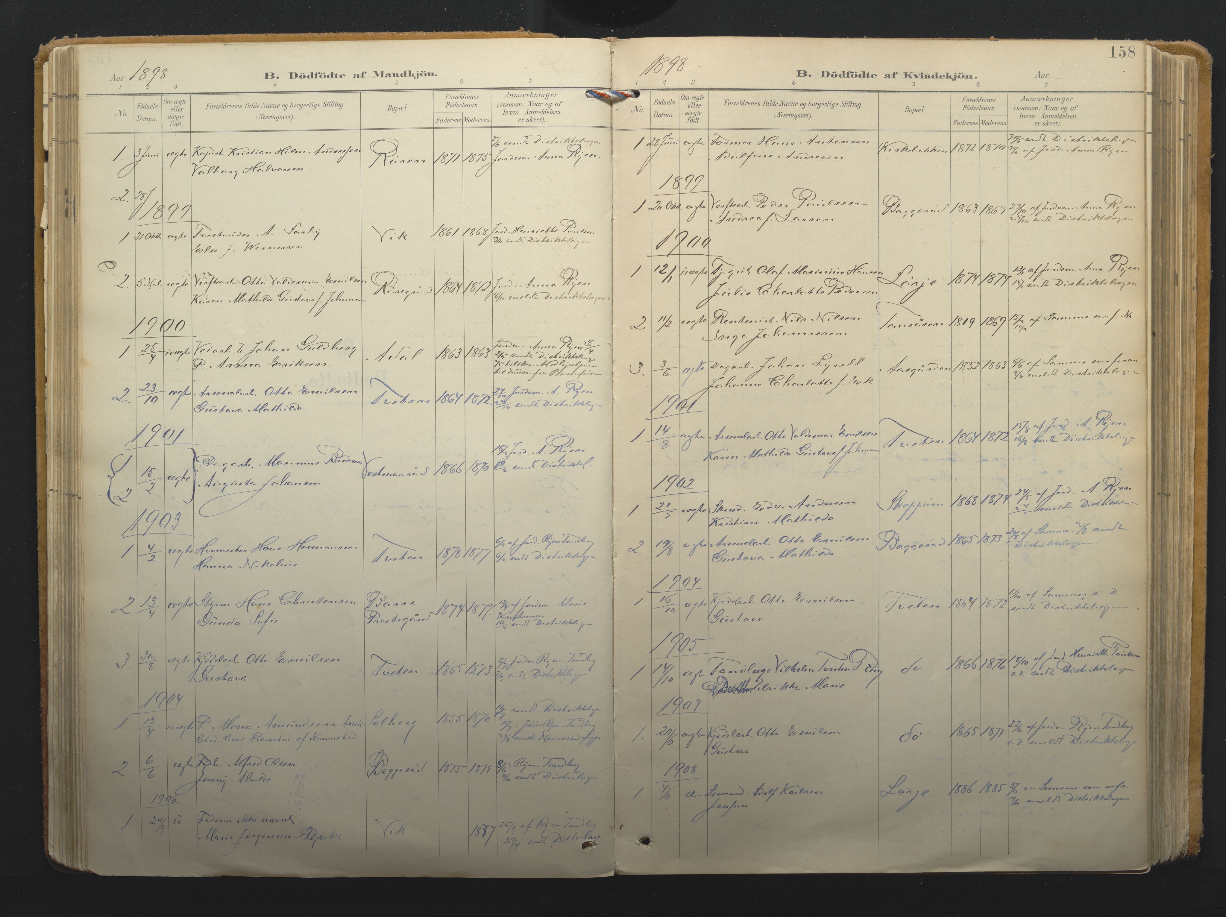 Borre kirkebøker, SAKO/A-338/F/Fa/L0011: Parish register (official) no. I 11, 1897-1921, p. 158