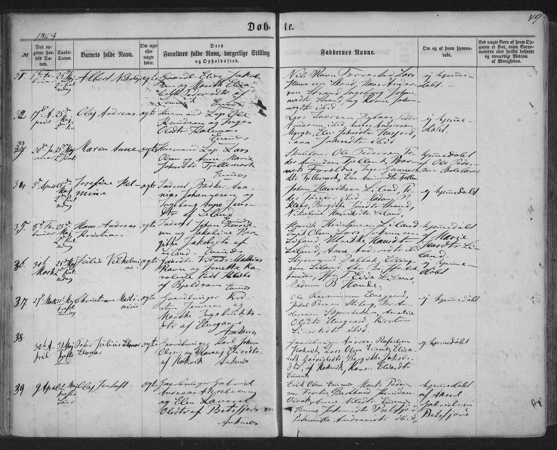 Ministerialprotokoller, klokkerbøker og fødselsregistre - Nordland, SAT/A-1459/863/L0896: Parish register (official) no. 863A08, 1861-1871, p. 49